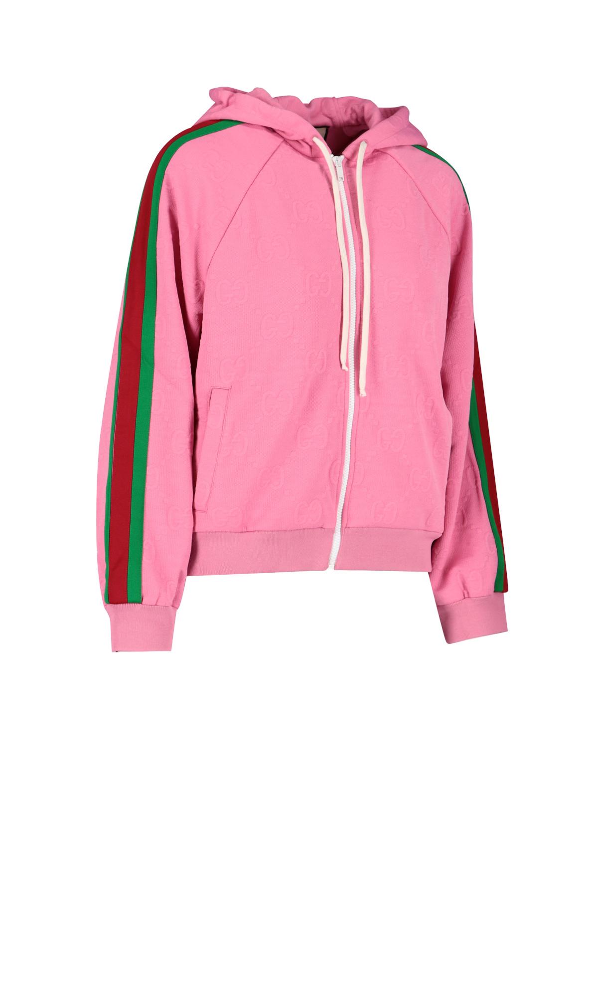 Gucci 'GG' Jacquard Zip Sweatshirt in Pink | Lyst