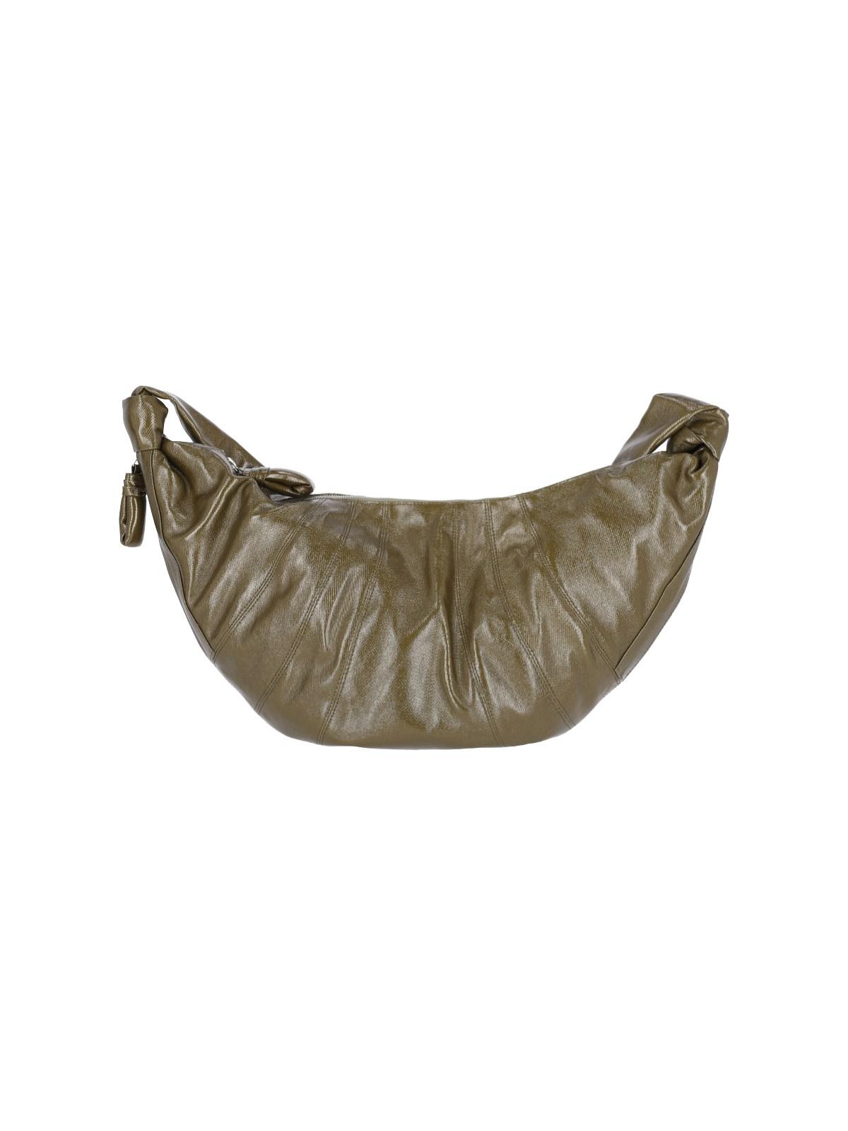 Croissant Small Coated Canvas Shoulder Bag in Green - Lemaire