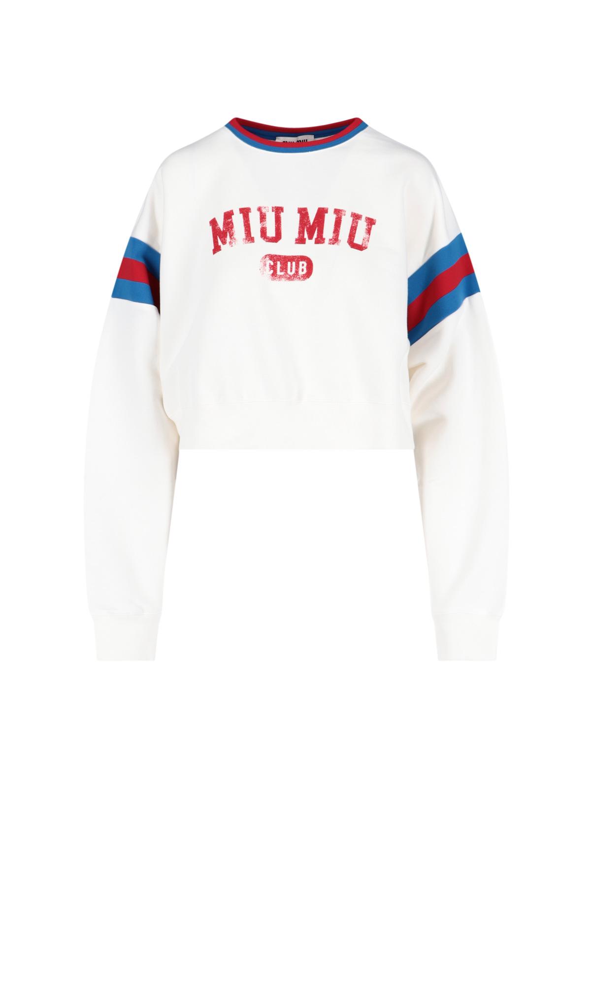 Miu Miu Crop Logo Sweatshirt | Lyst
