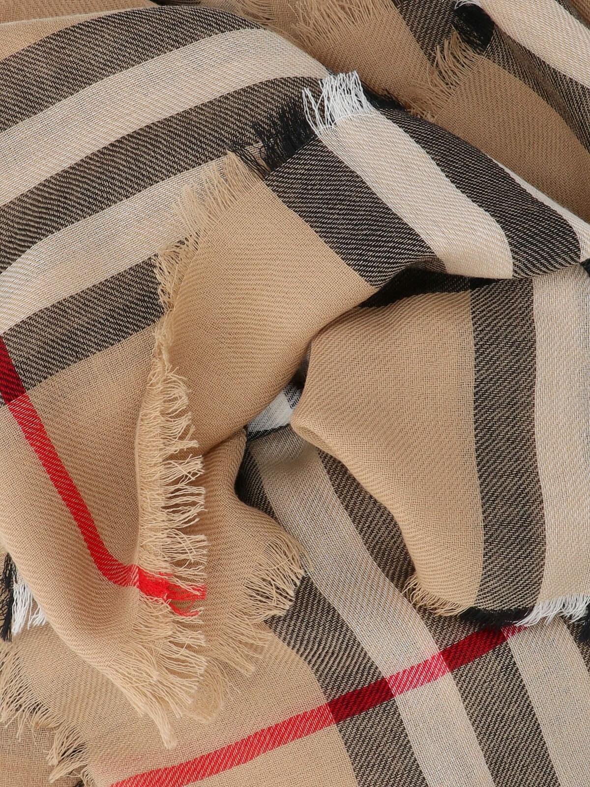 Burberry Check Pattern Scarf in Natural | Lyst