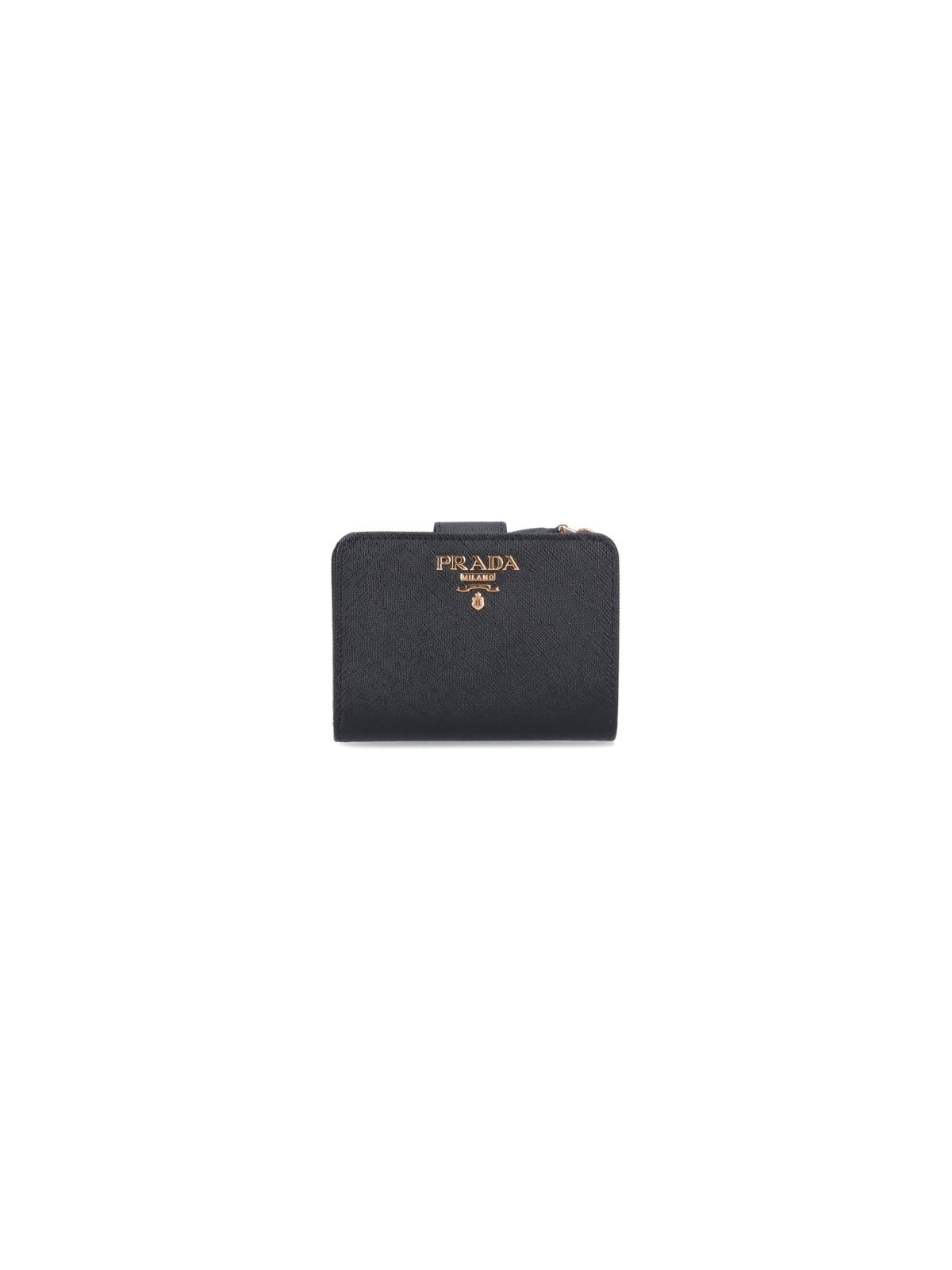Prada Small Logo Wallet in Black | Lyst