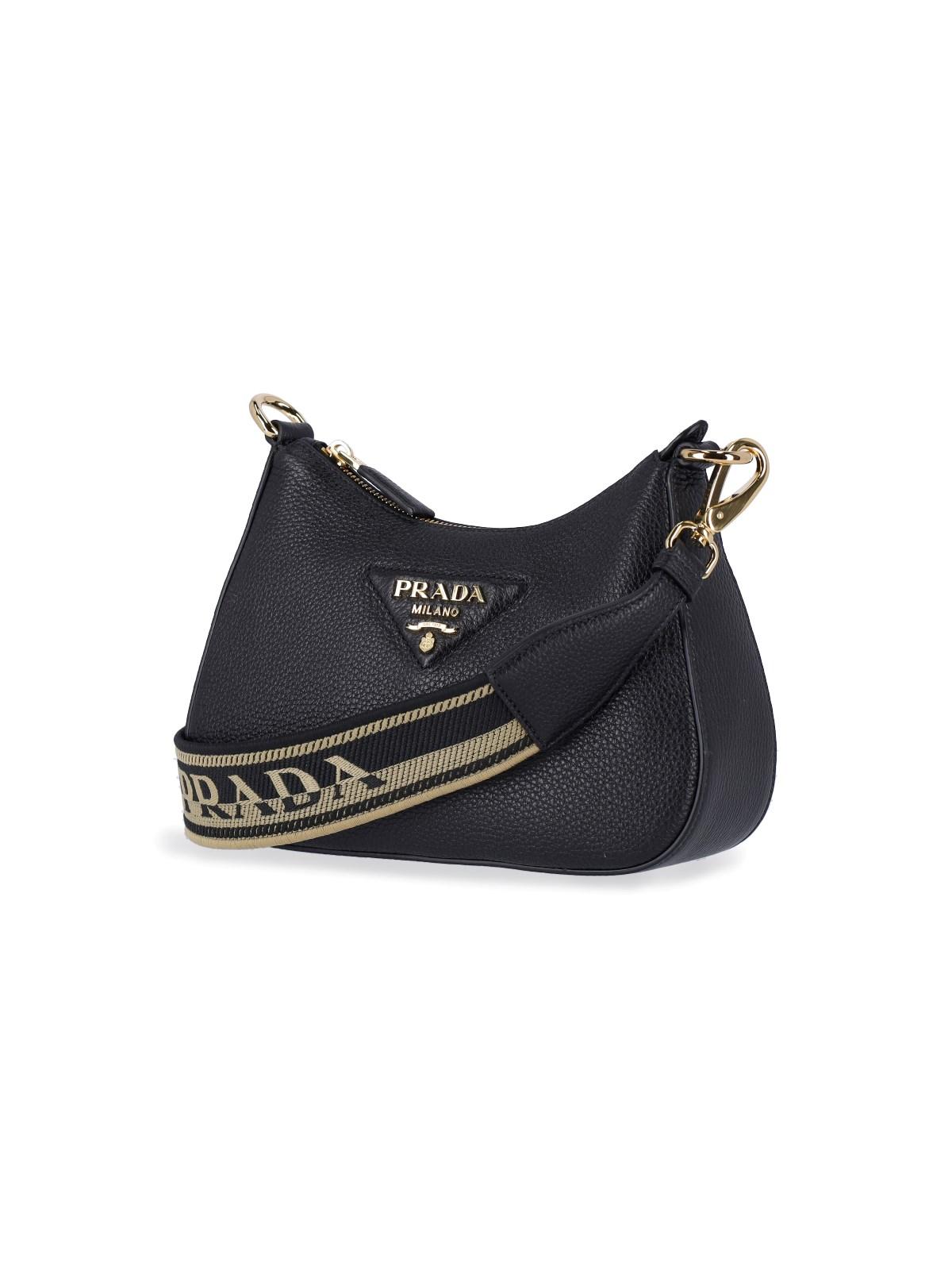 Prada Logo Shoulder Bag in Black | Lyst
