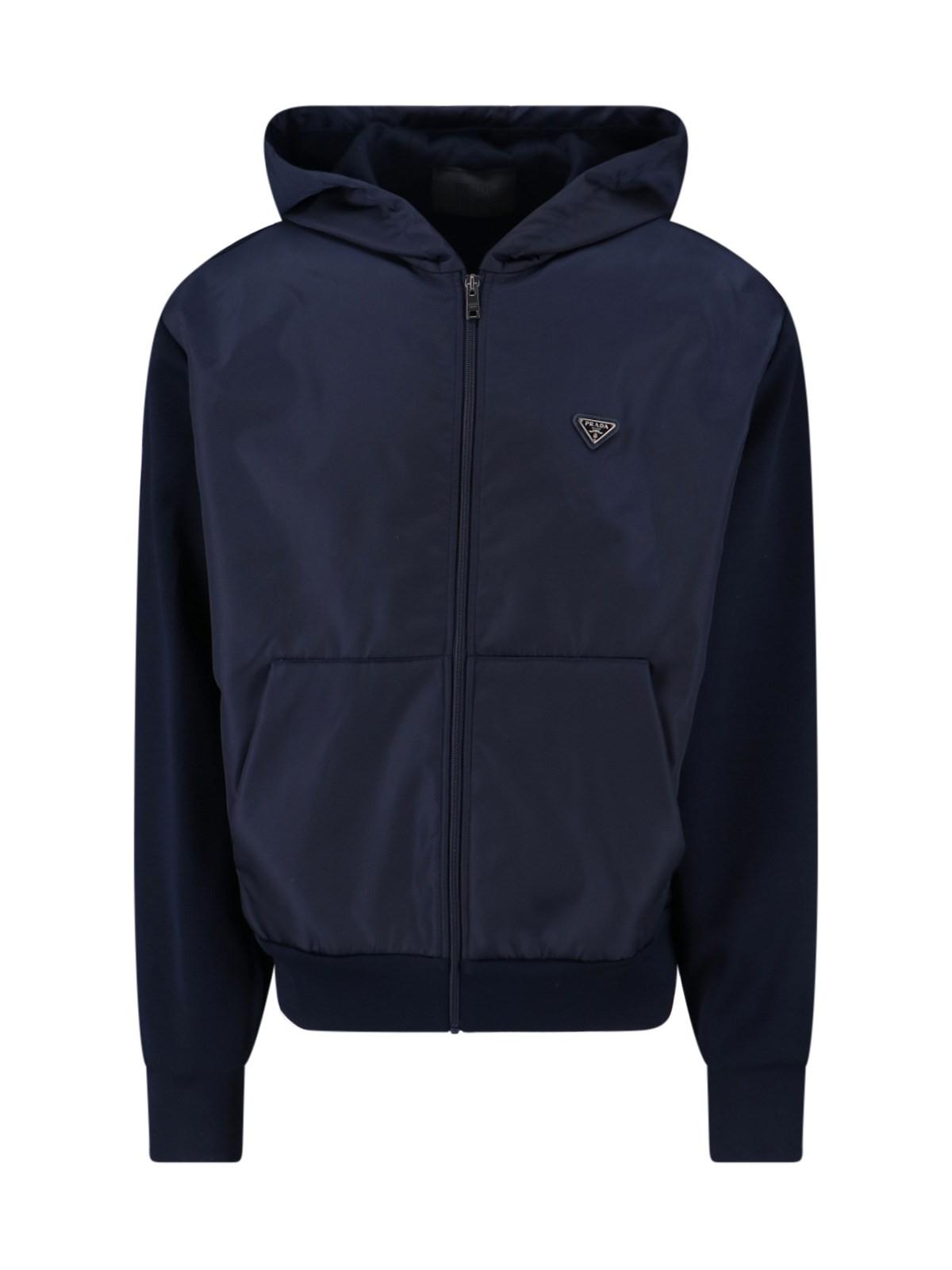 Prada Logo Hoodie in Blue for Men | Lyst UK