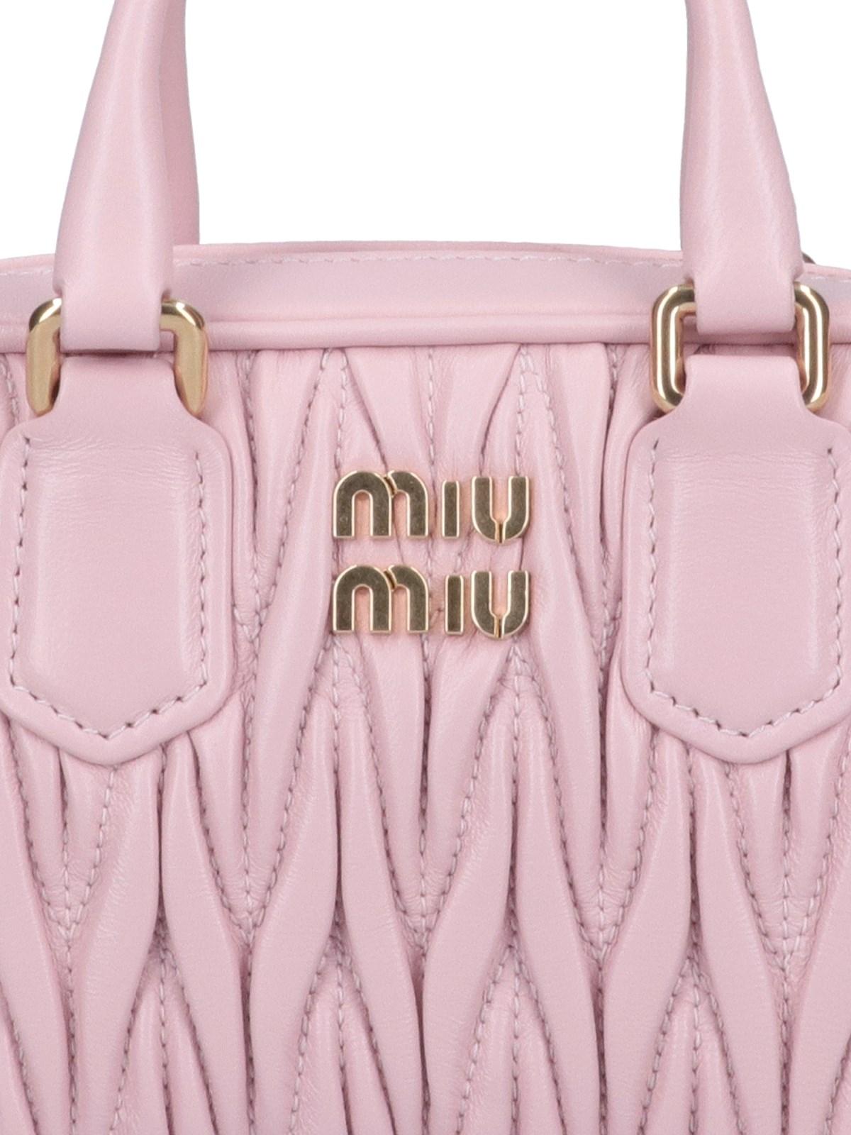 Miu Miu Logo Mini Bowling Bag in Pink | Lyst