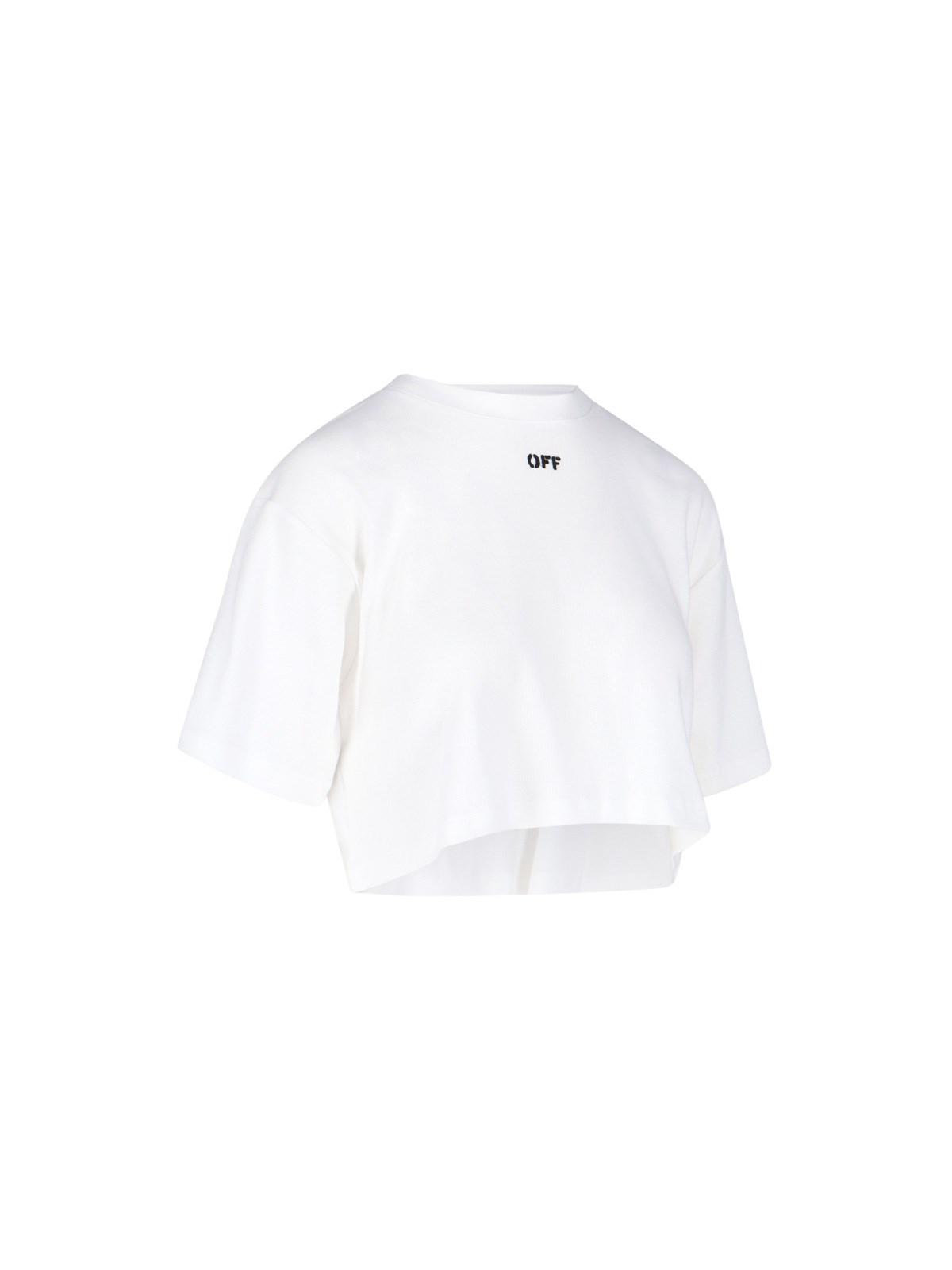 Off-White c/o Virgil Abloh Crop Logo T-shirt in White | Lyst