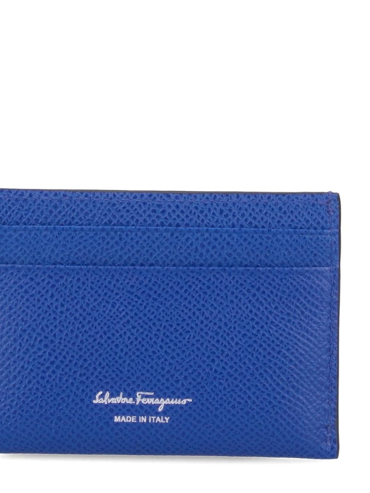 Ferragamo "gancini" Card Holder in Blue | Lyst