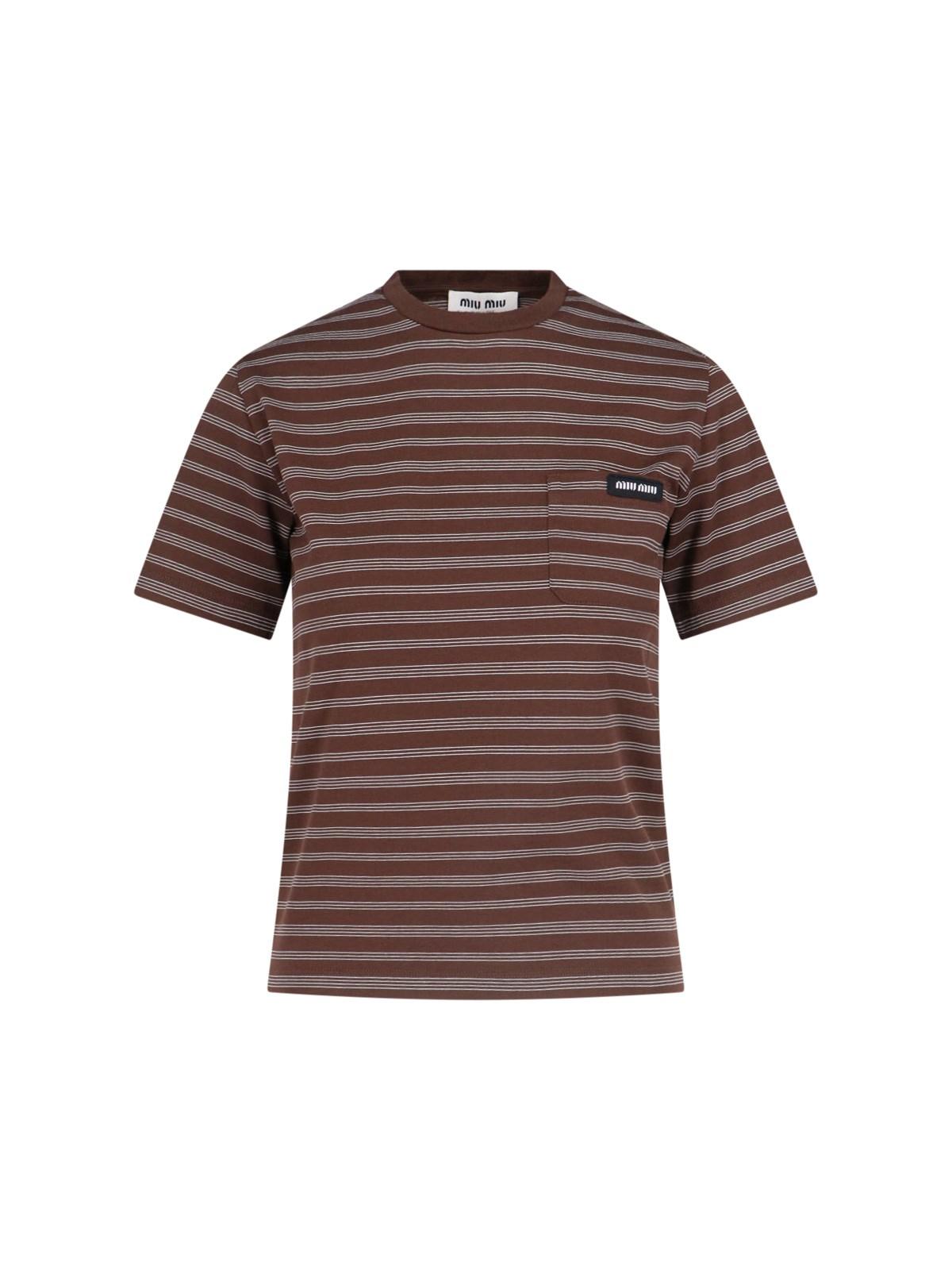 MIU MIU T-SHIRT A RIGHE Tシャツ ボーダー【関税送料込】 MIU MIU - 2024SS MIUMIU ミュウミュウ ボーダージャージーT