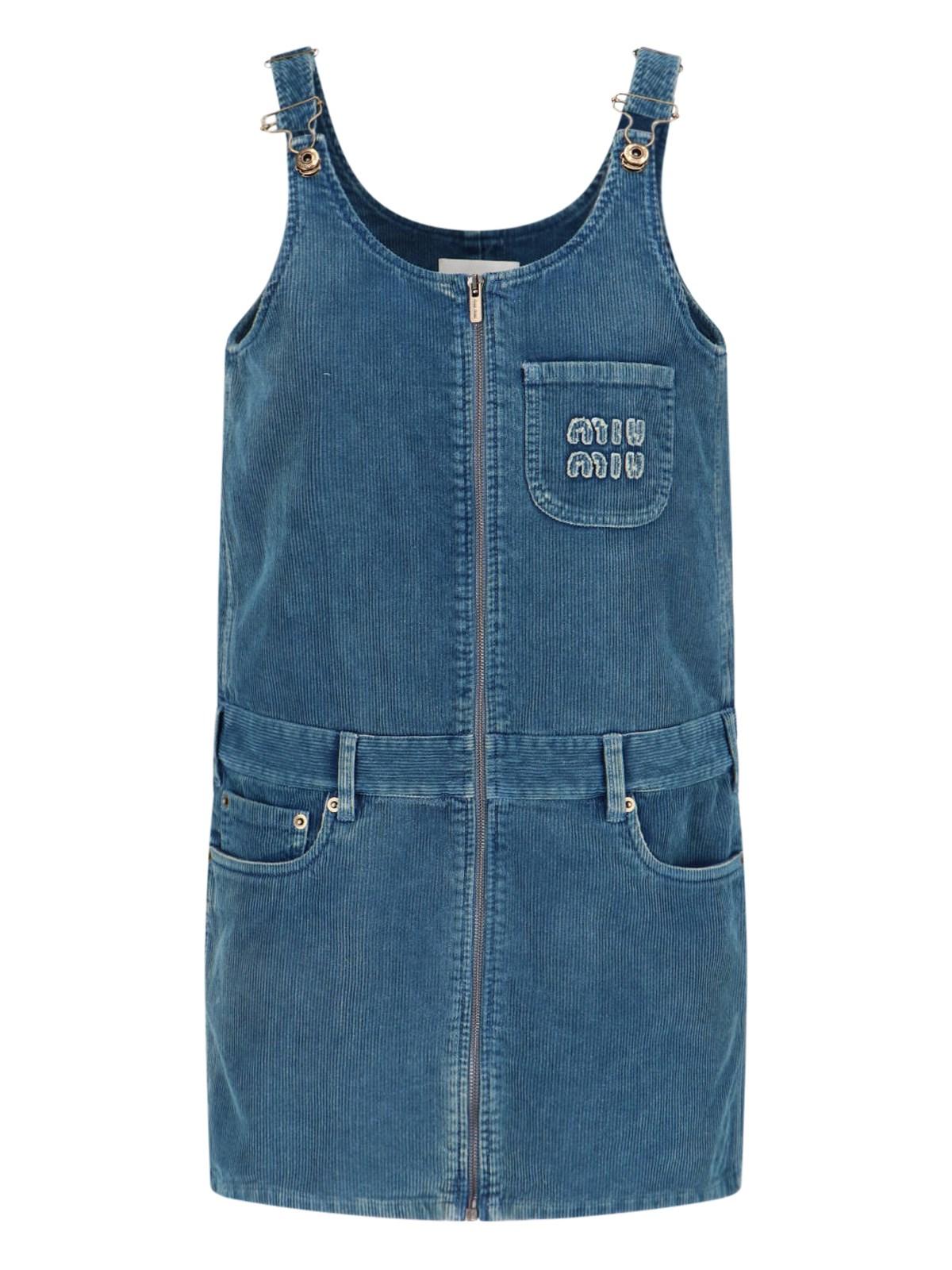 Miu Miu Denim Dungarees Mini Dress in Blue | Lyst
