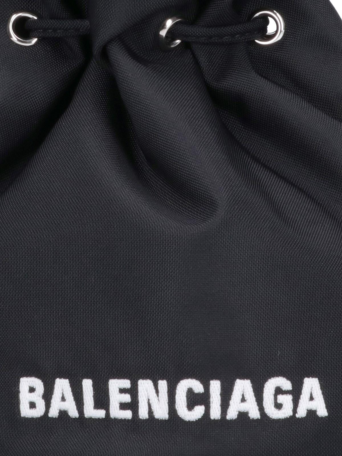 Balenciaga Wheel Xs Logo-Embroidered Bucket Bag