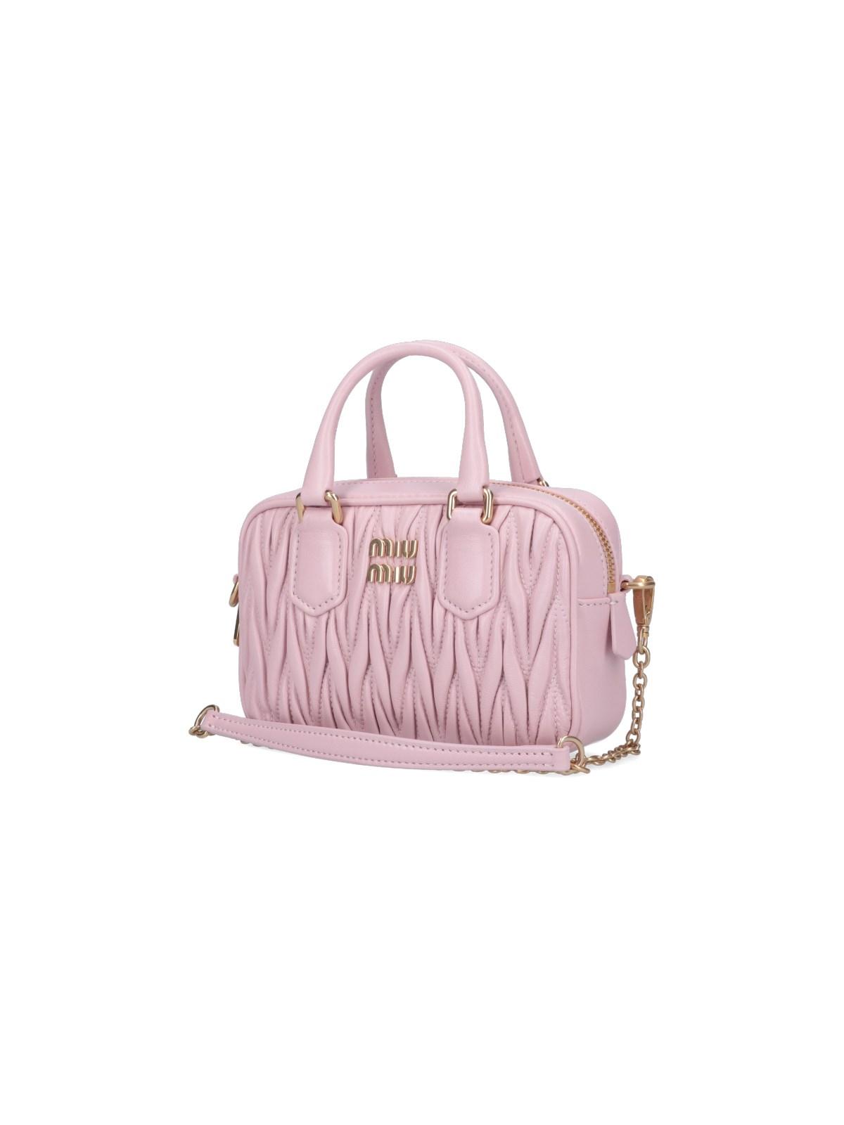 Miu Miu Logo Mini Bowling Bag in Pink | Lyst