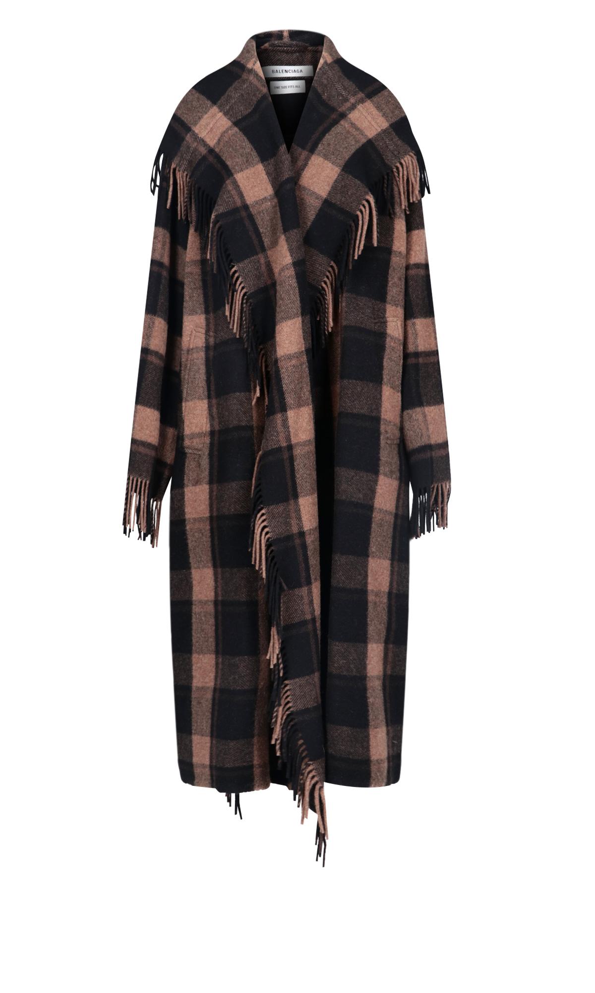 Balenciaga "blanket" Coat in Brown | Lyst