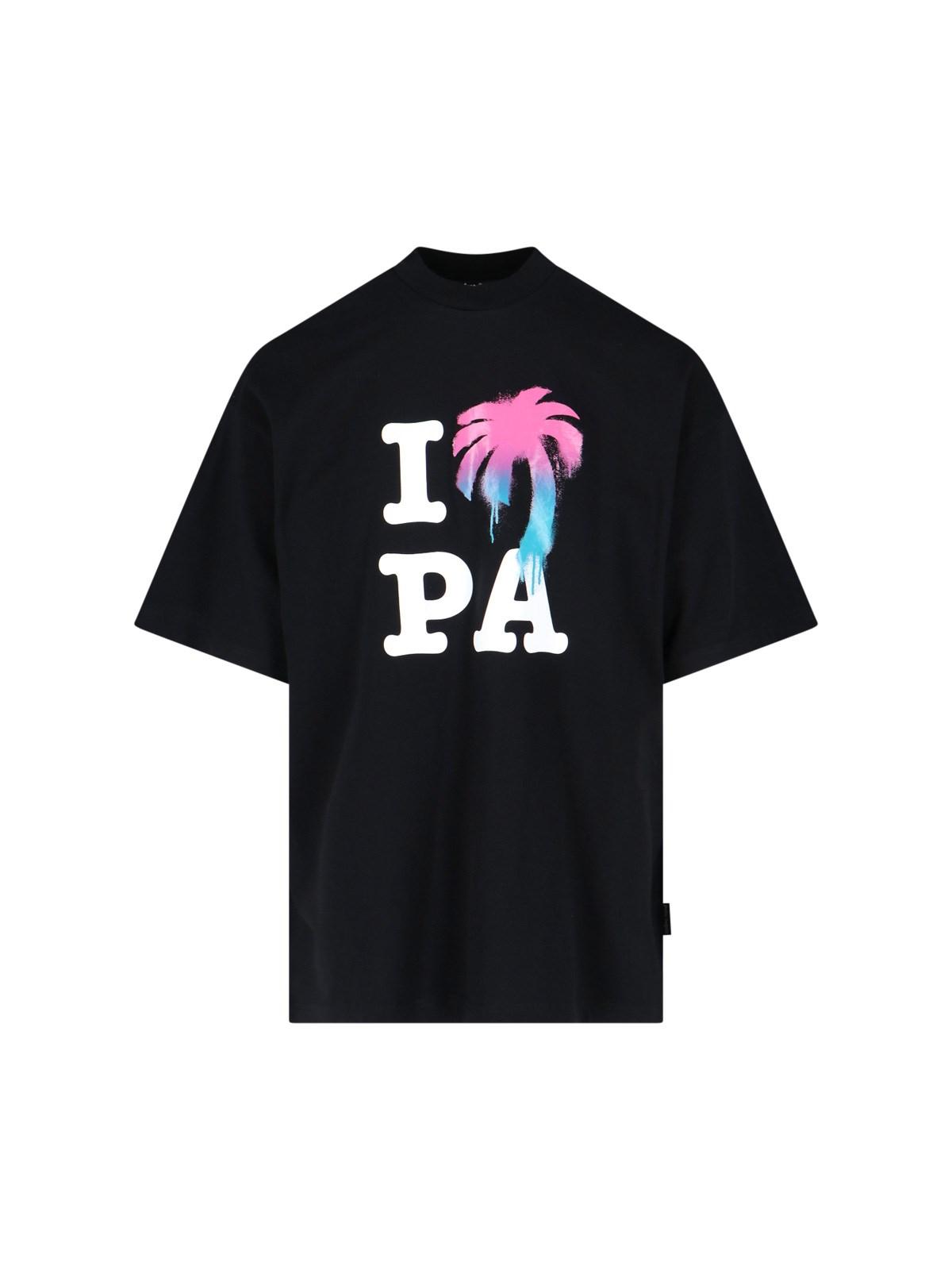 Palm Angels Black I Love Pa Oversized T-shirt for Men