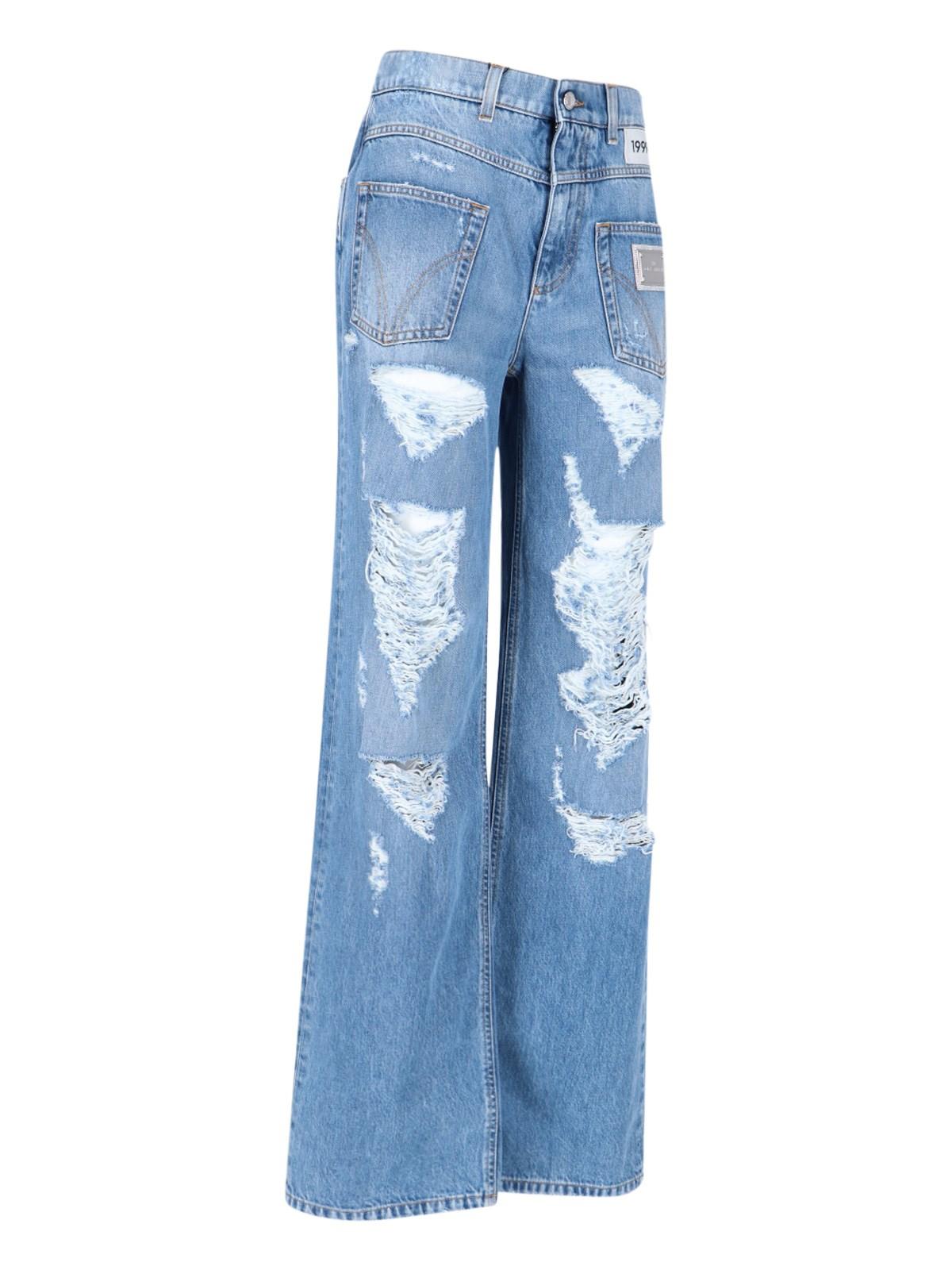 Dolce & Gabbana X Kim Kardashian Destroyed Jeans in Blue | Lyst