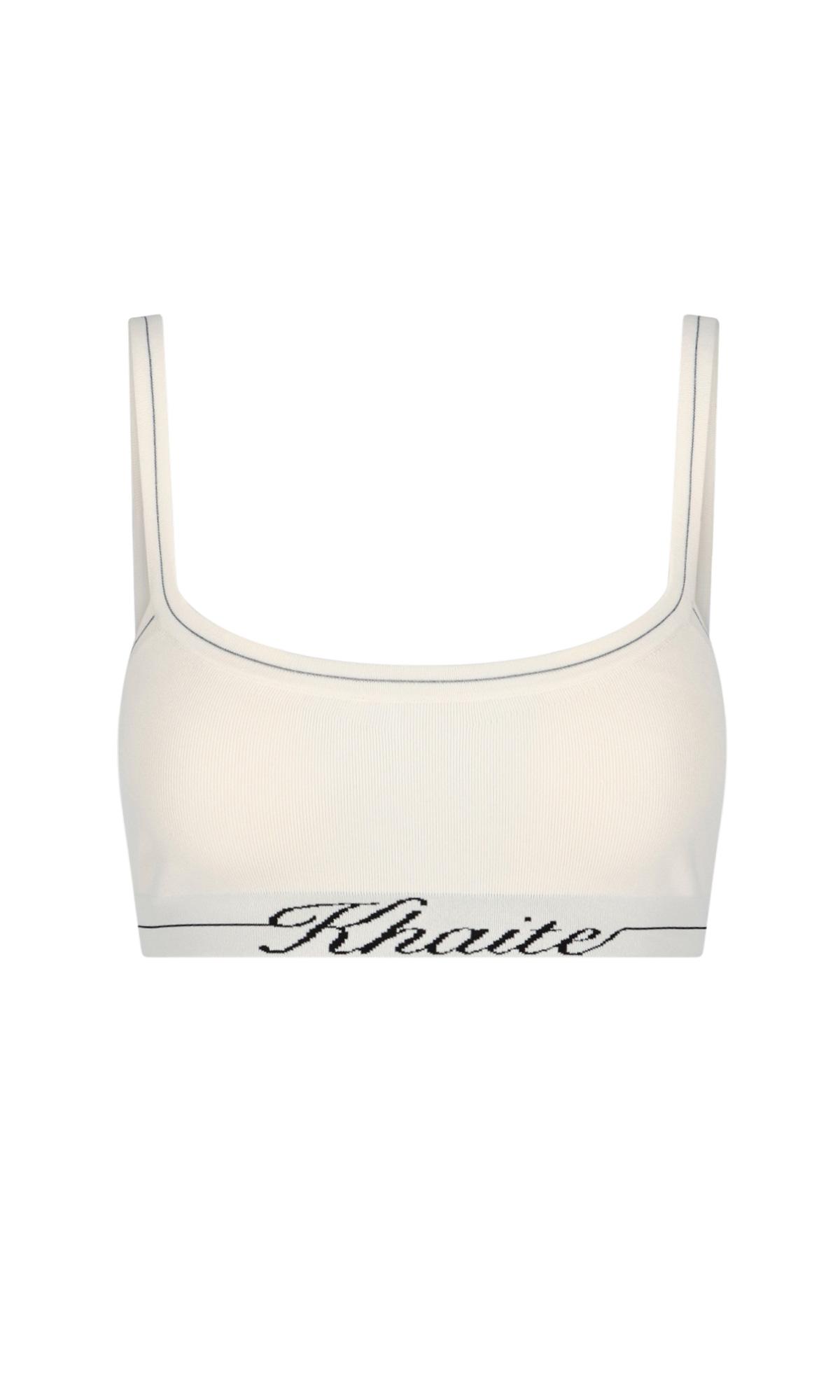 Khaite Logo Intarsia-knit Bra in White