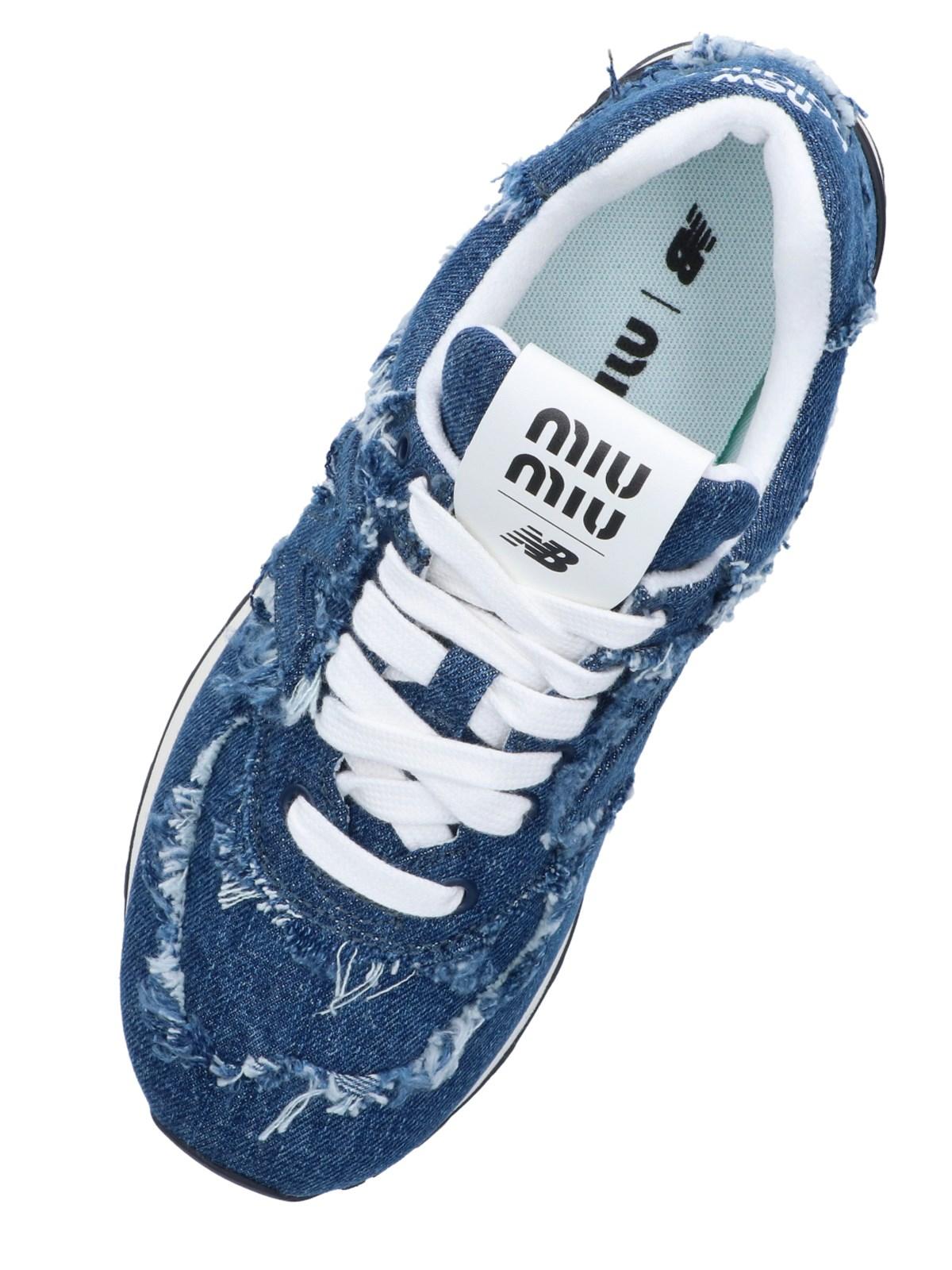 X New Balance 574 Denim Sneaker in Blue - Miu Miu