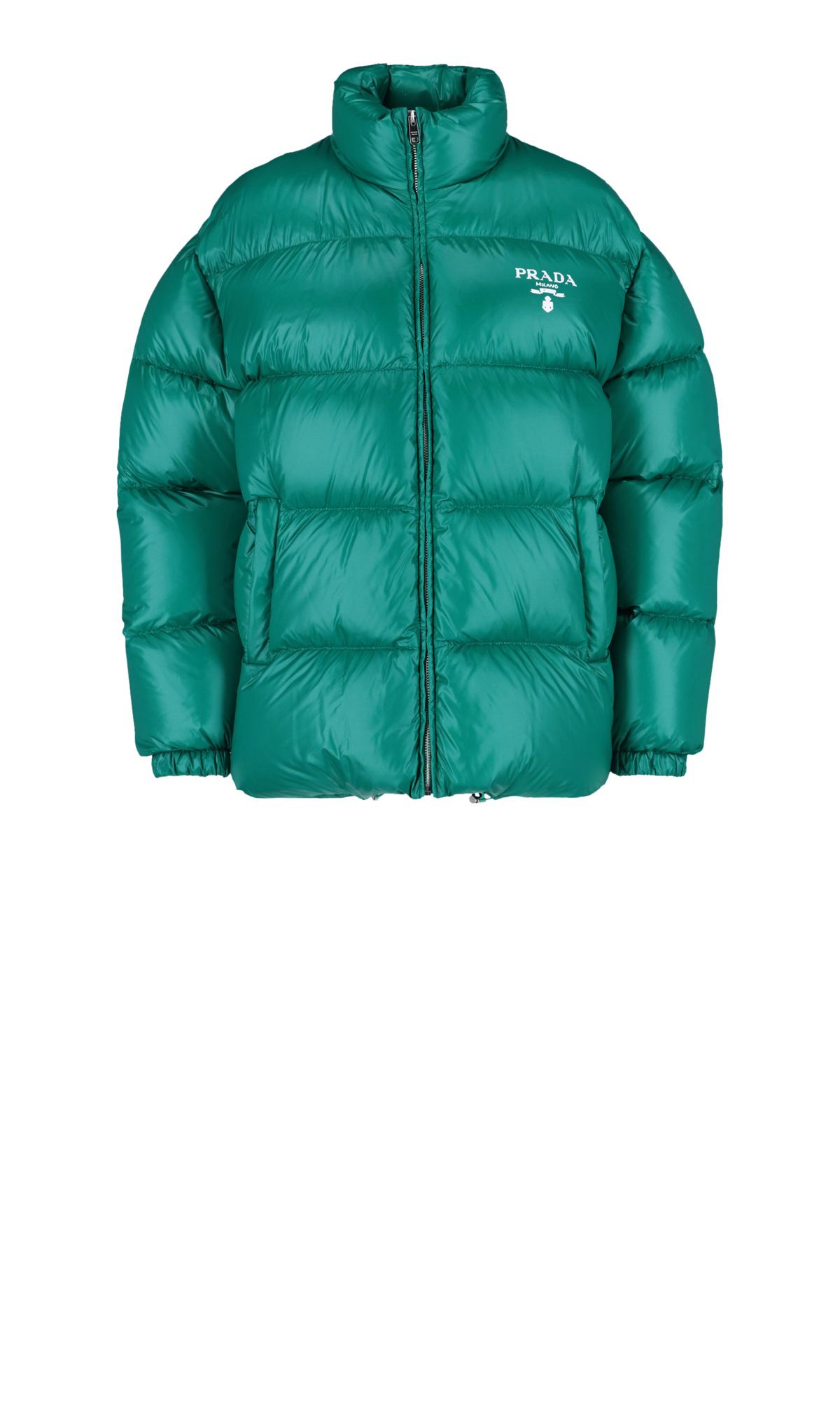 Prada Logo Oversize Down Jacket in Green | Lyst