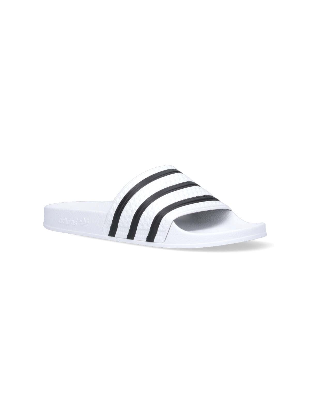adidas Logo Slide Sandals in White for Men | Lyst