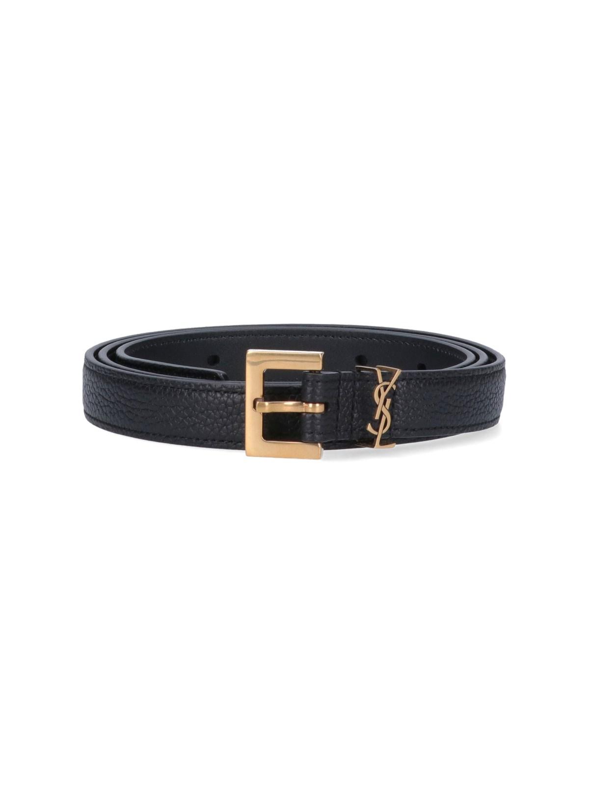 CASSANDRE THIN belt with square buckle in CROCODILE-EMBOSSED