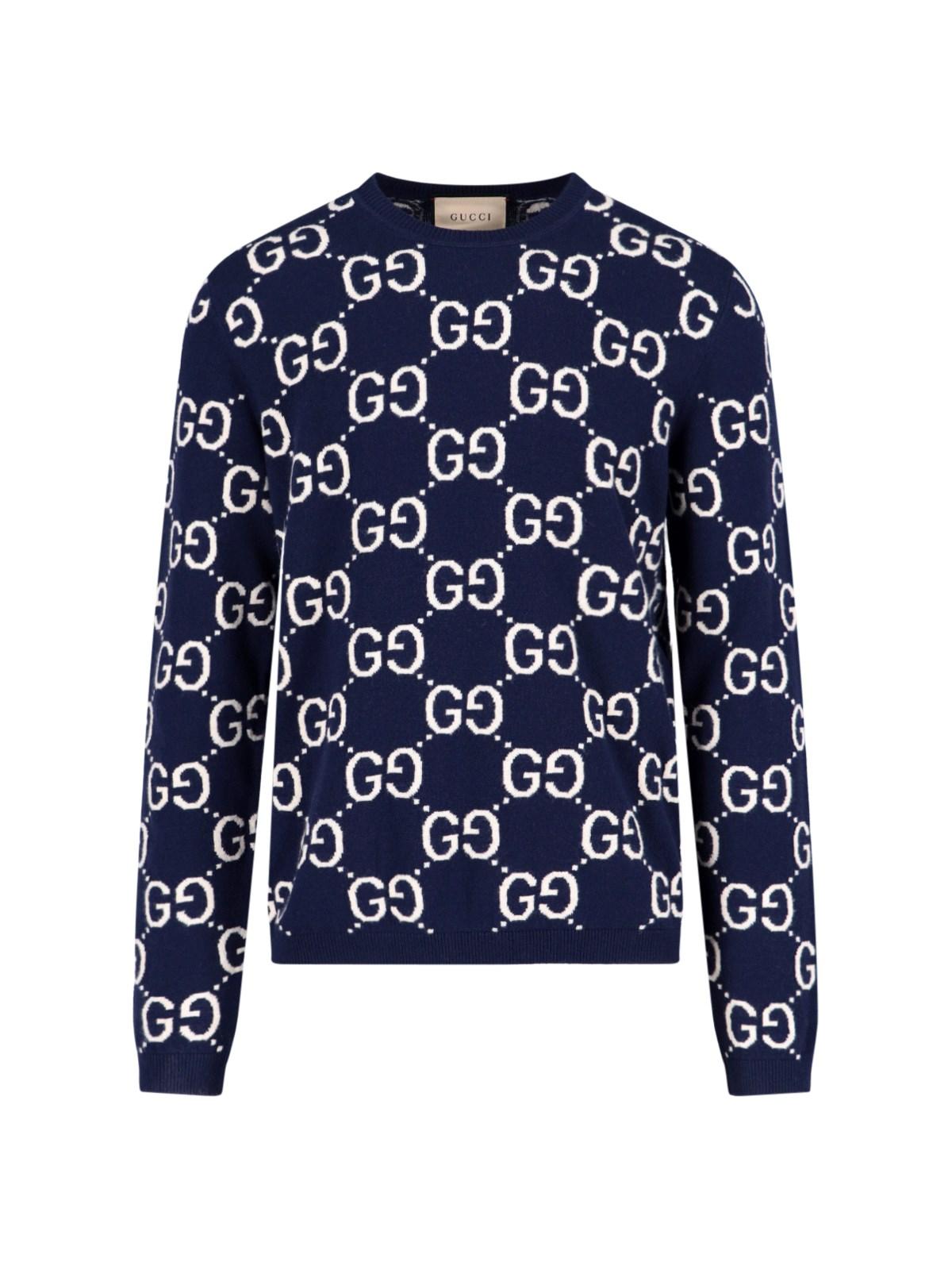 Gucci 'Gg Jacquard' Sweater in Blue for Men | Lyst