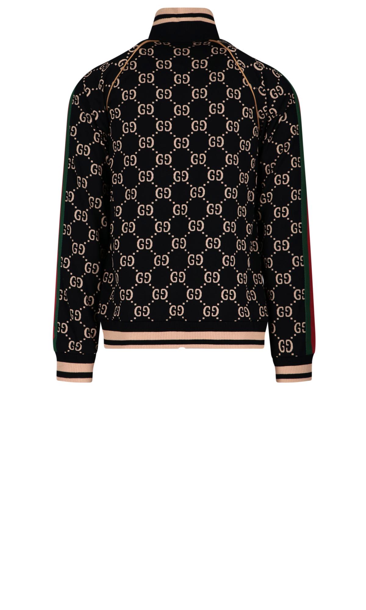 Gucci Cotton Allover Logo Track Jacket in Nero (Black) for Men | Lyst