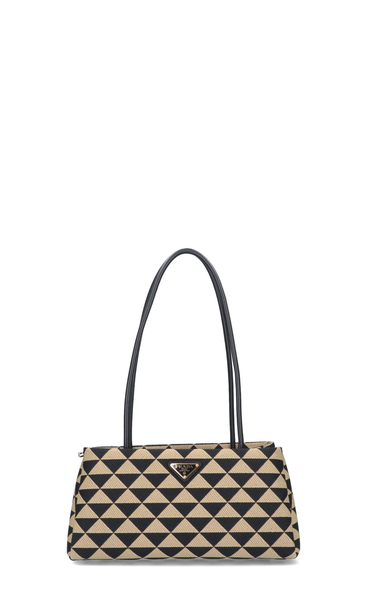 Shop Prada Small Leather Symbole Bag with Topstitching