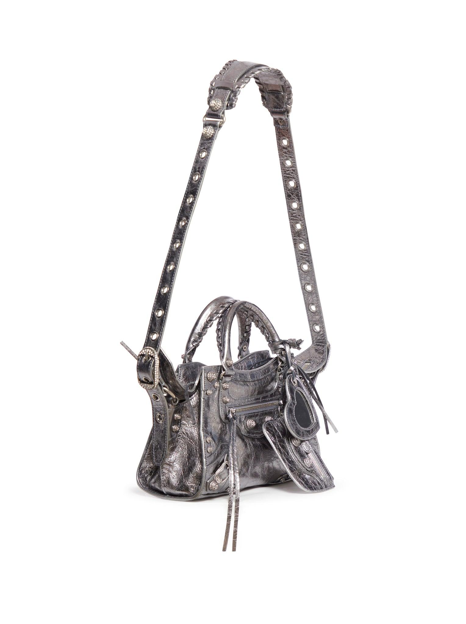 Balenciaga mini shop city bag silver