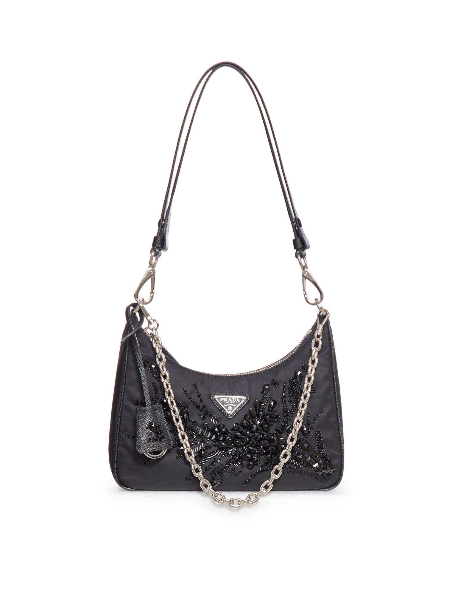 Prada Re nylon Mini Bag With Embroidery in White Lyst UK