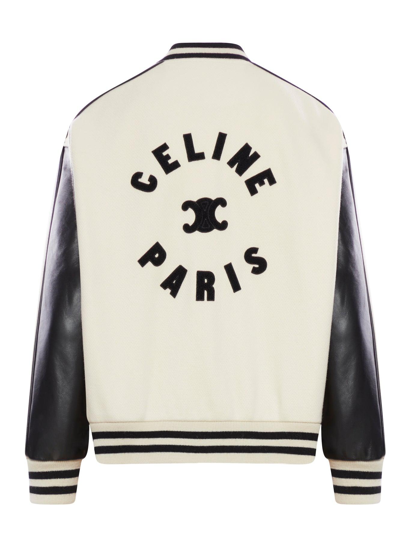 Celine Triomphe Two-Material Teddy Jacket in Natural | Lyst UK