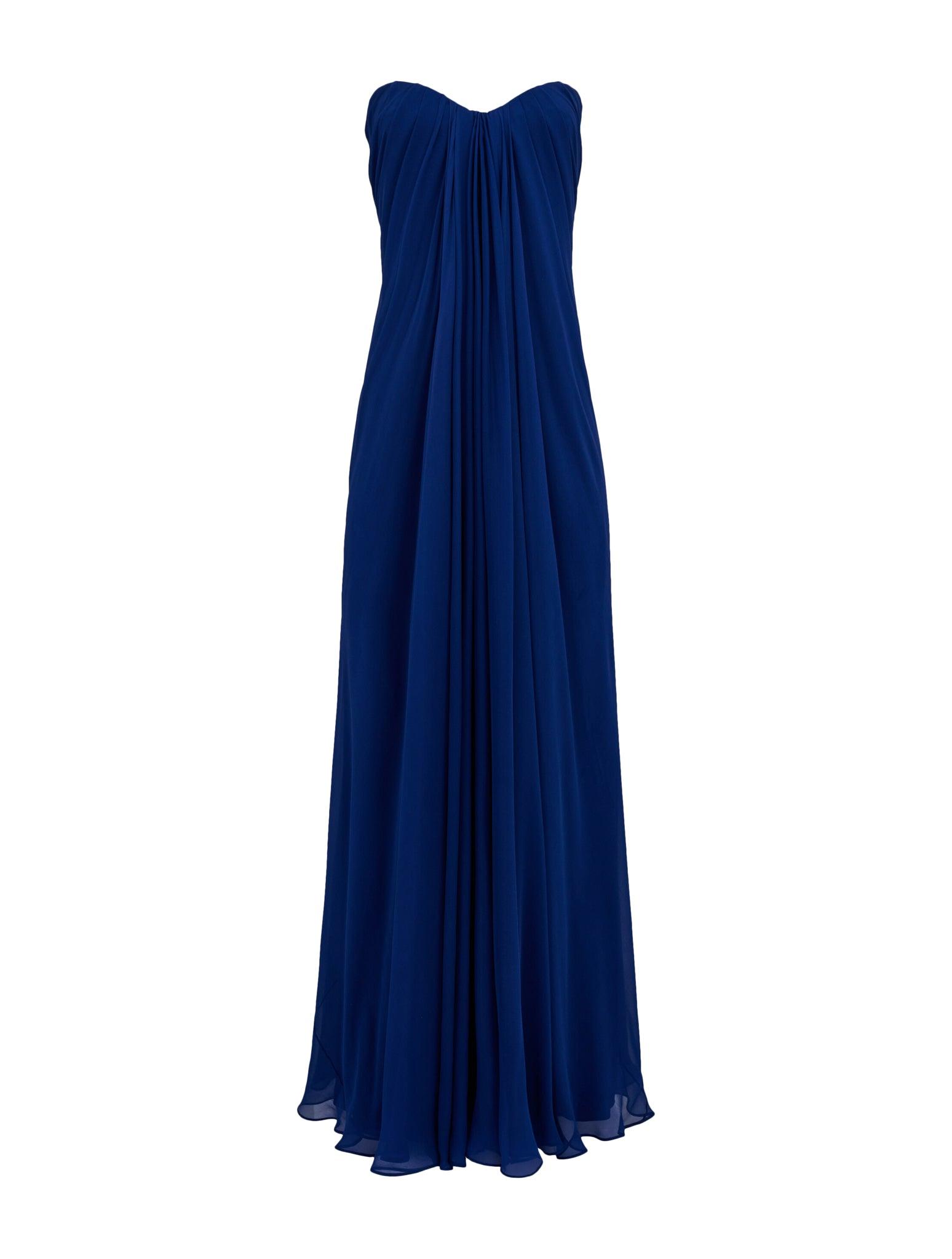 Alexander McQueen Silk Chiffon Bustier Gown in Blue Lyst UK