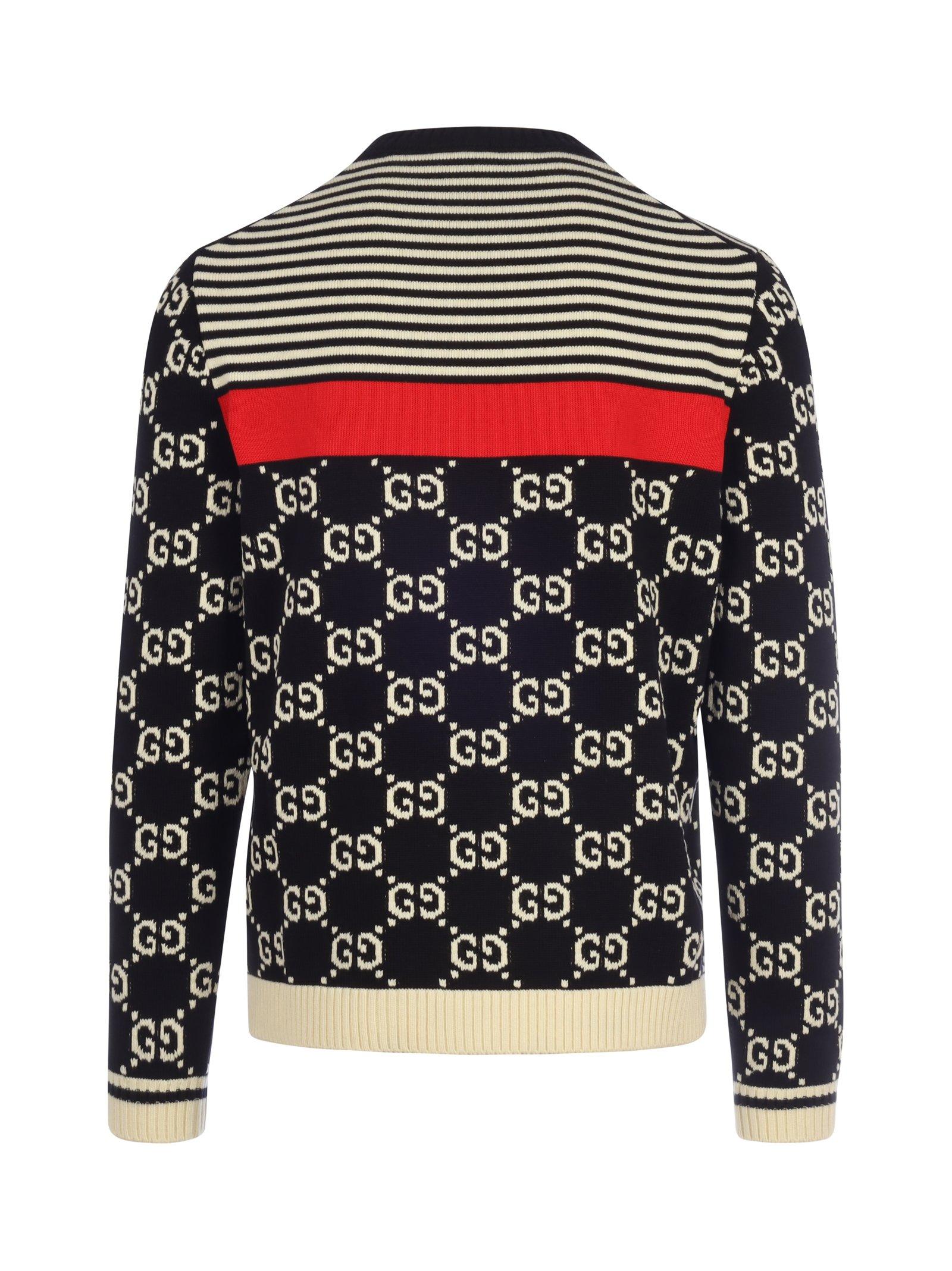 GUCCI ストライプ ニットセーター S スーパーコピーグッチ GUCCI GG＆ストライプ ニットセーター