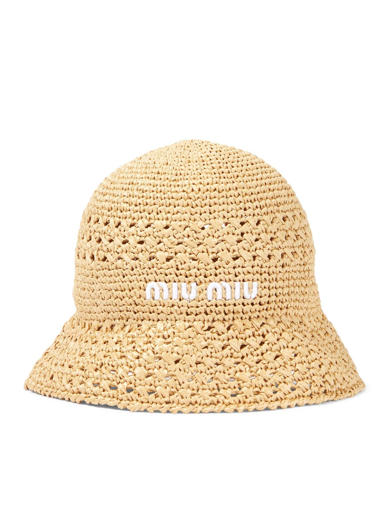 Miu Miu Woven Fabric Hat in Natural | Lyst