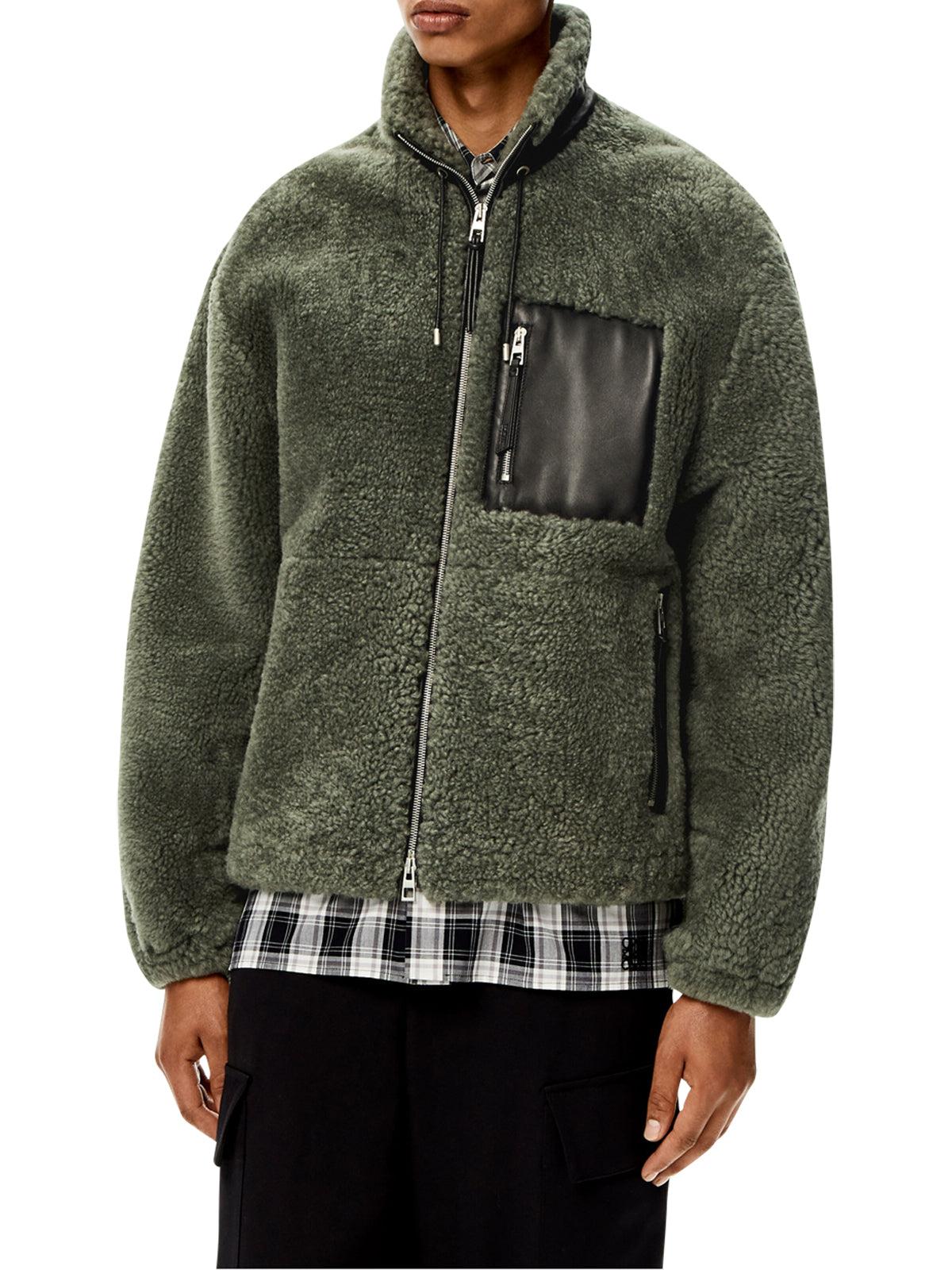 Loewe Leather Jacket In Nappa And Shearling in Green for Men - Lyst