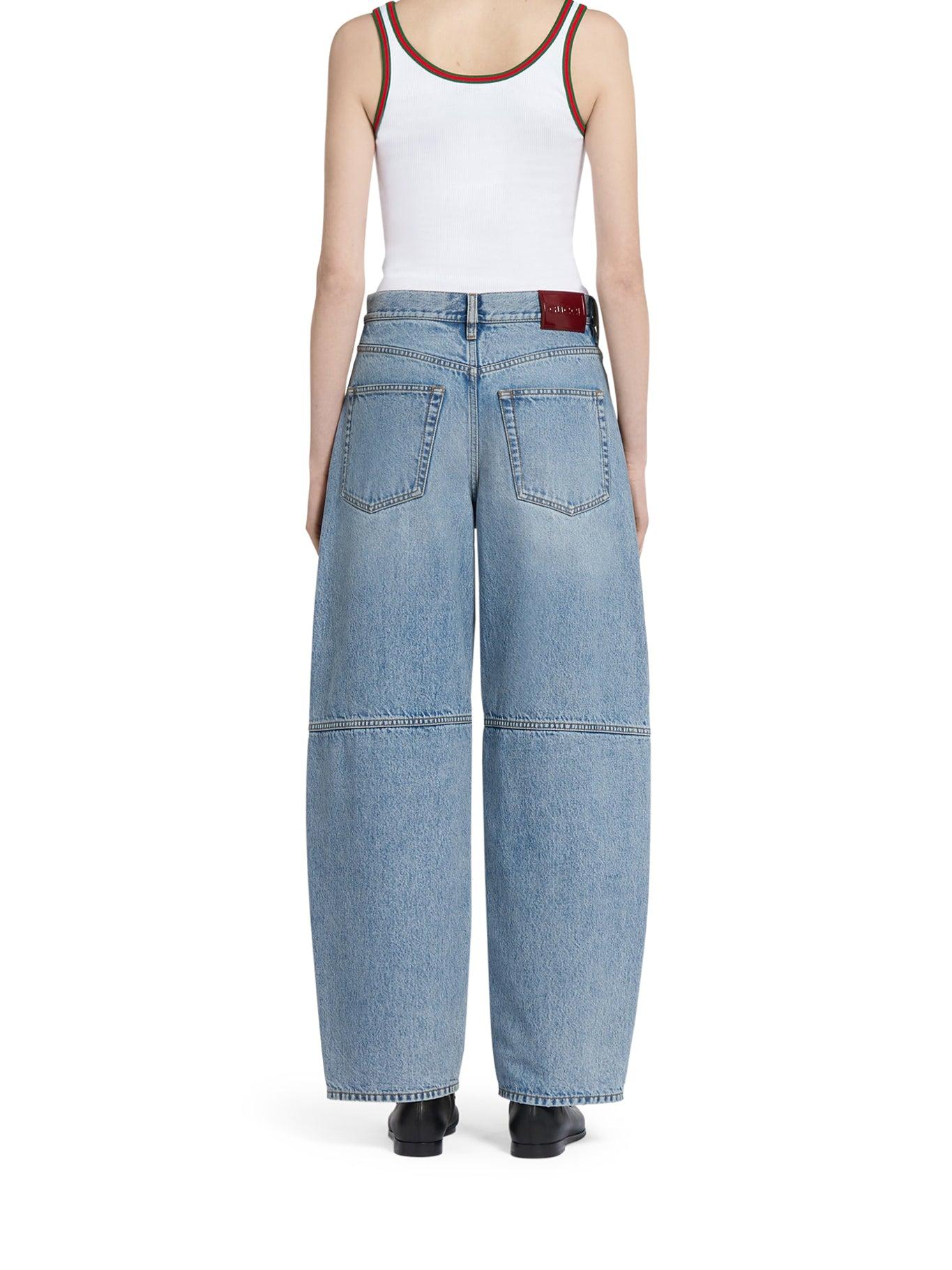 デニム・ジーパン GUCCI BALLOON DENIM PANT WITH PETITE FIT Gucci Balloon Denim Pant With Petite Fit in Blue | Lyst