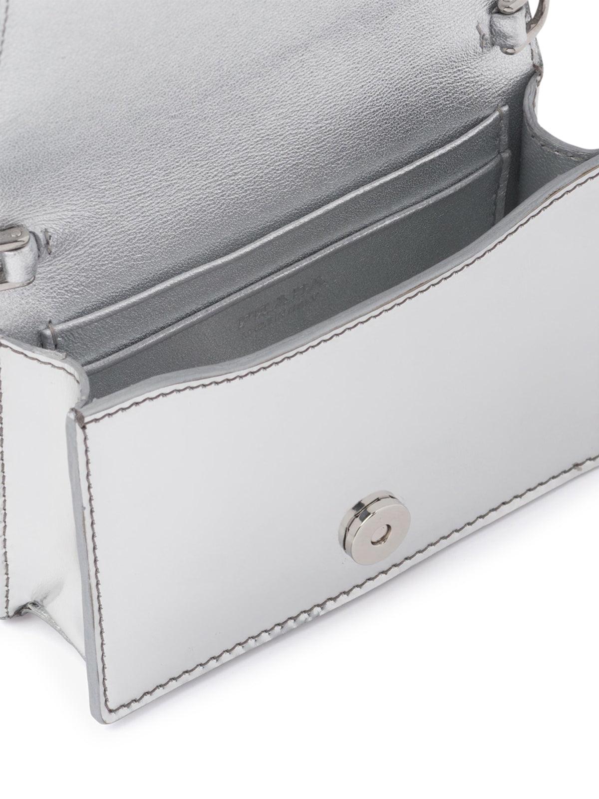 Prada Card Holder With Shoulder Strap In Metallic Leather Lyst
