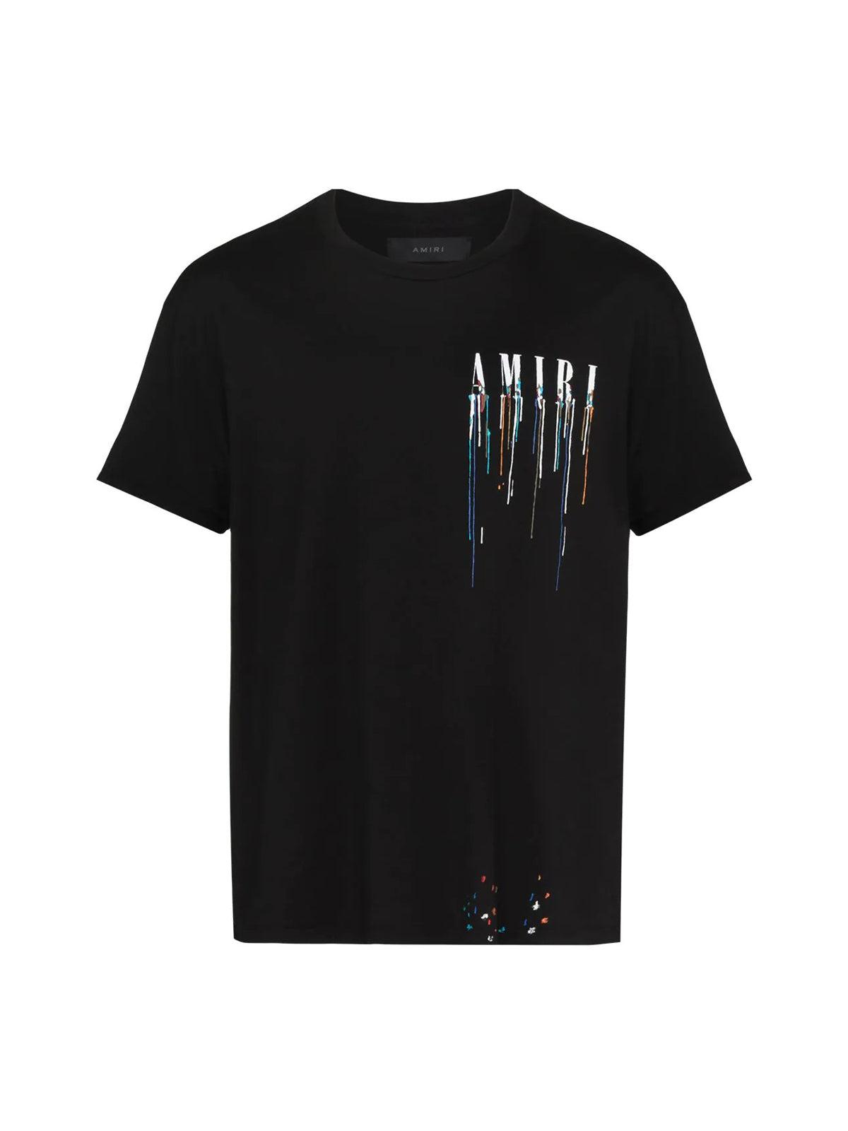 Amiri Cotton Paint-drip Logo T-shirt in Black for Men - Lyst