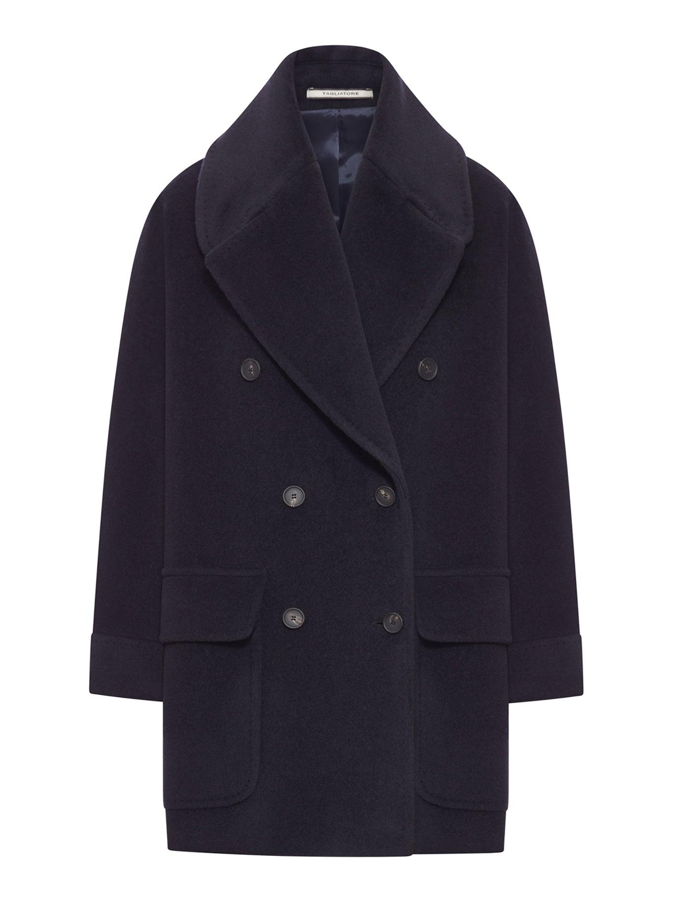トレンチコート Tagliatore Black Wool And Cashmere Hennie Coat Tagliatore Black Wool And Cashmere Hennie Coat Trench Coat