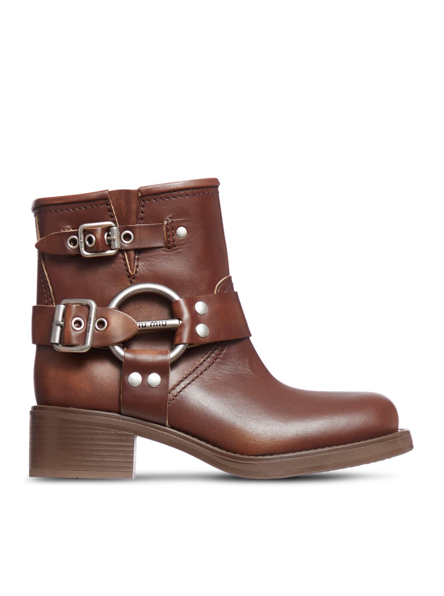 靴 1999 miu miu leather boots brown Miu Miu Fall 1999 Biker Boots – velvetknife