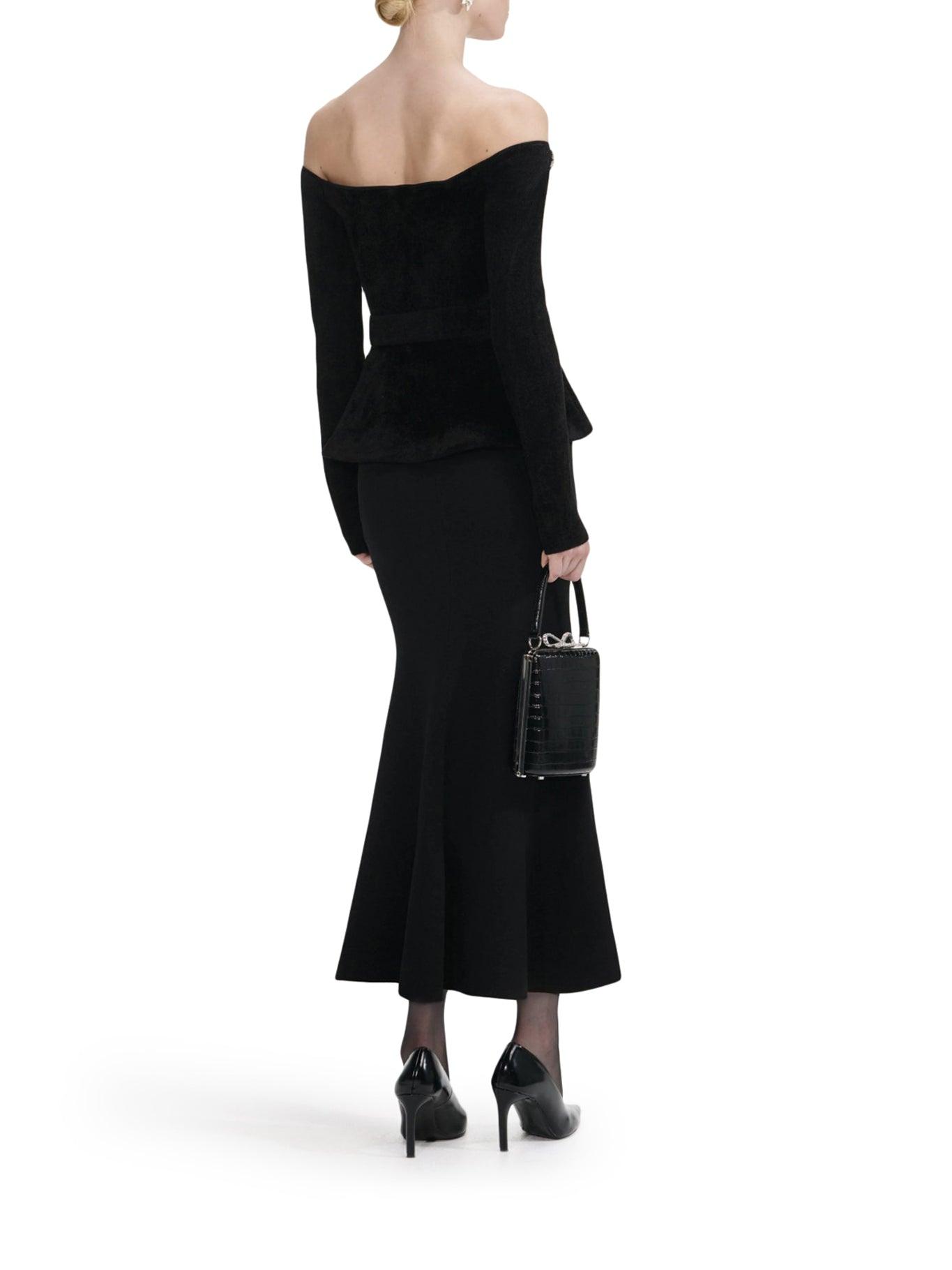self portrait black chenille knit midi dress self-portrait - Black Chenille Knit Midi Dress