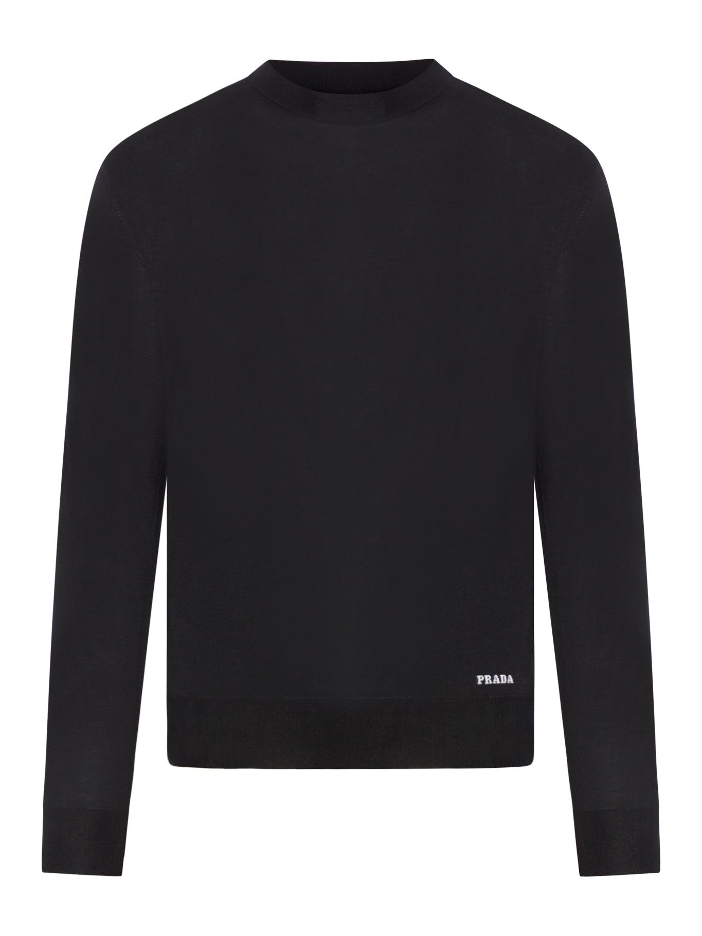Prada Crew Neck Silk Sweater in Black for Men Lyst UK