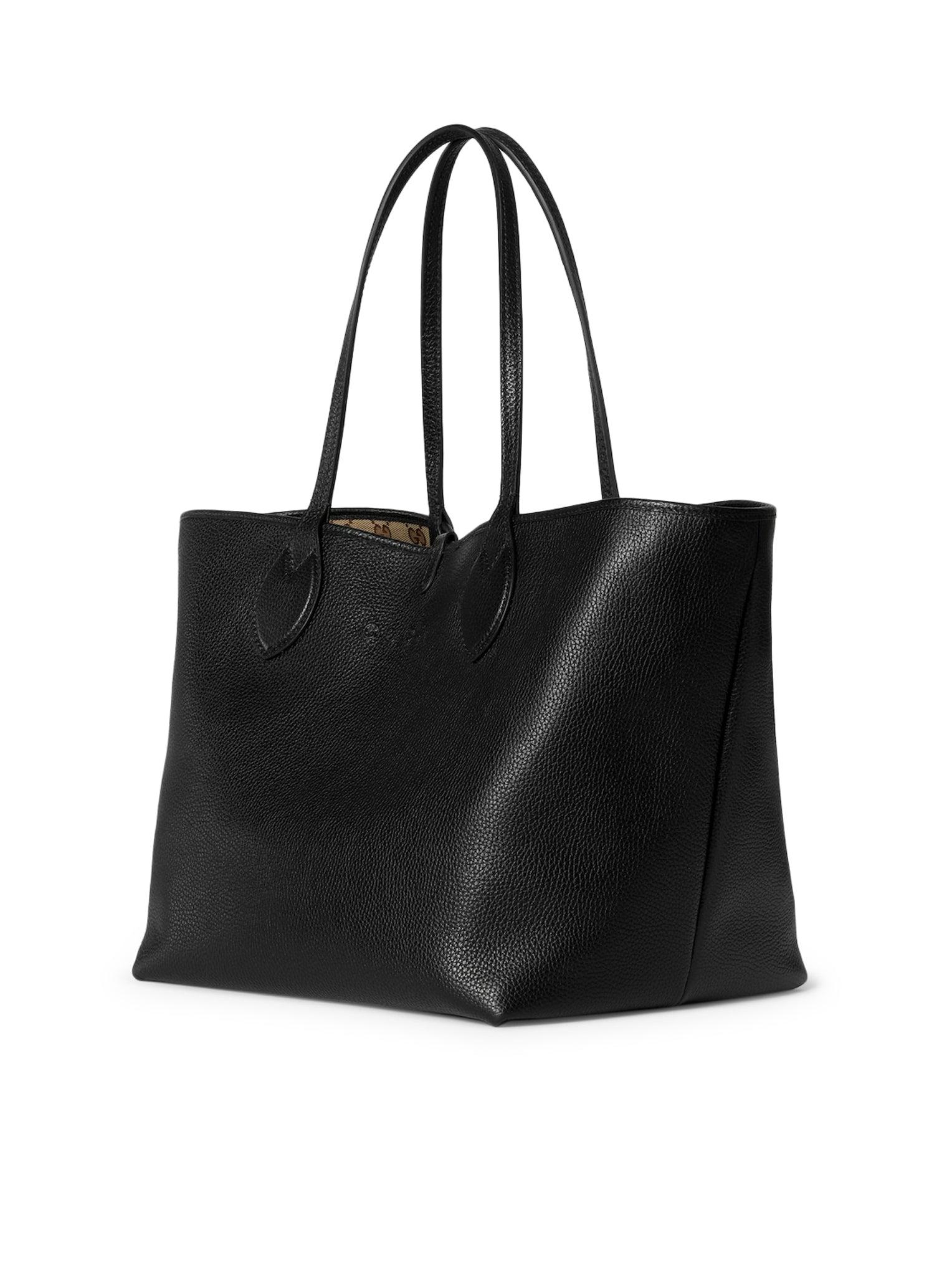【関税&送料込】Gucci Black Leather Reversible Shopping Bag Gucci Reversible Shopping Bag in Black | Lyst