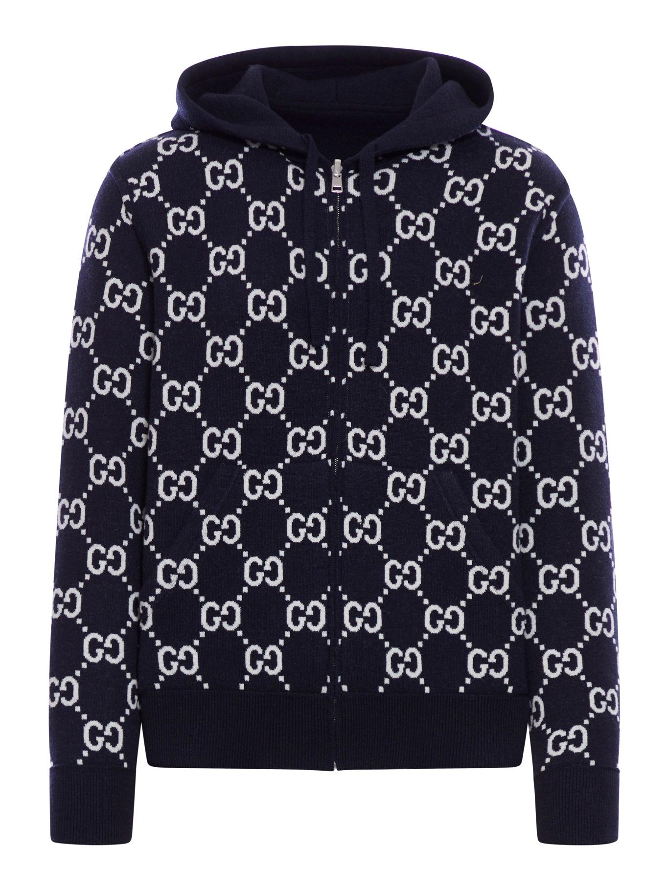 Gucci Reversible Wool Full Zip Hoodie in Blue for Men Lyst