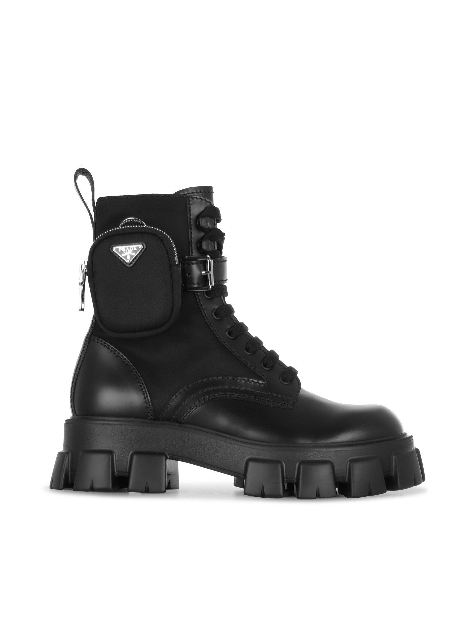 Prada Ankle Pouch Combat Boots in Black for Men - Lyst