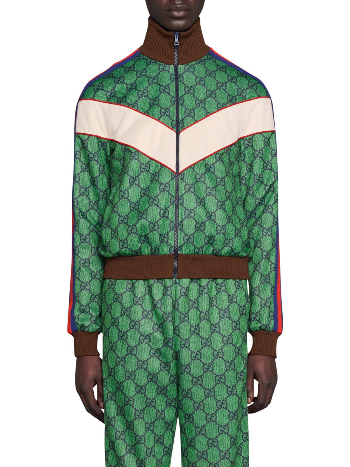 Gucci GG Jersey Jacket With Zip And Web in Green for Men | Lyst