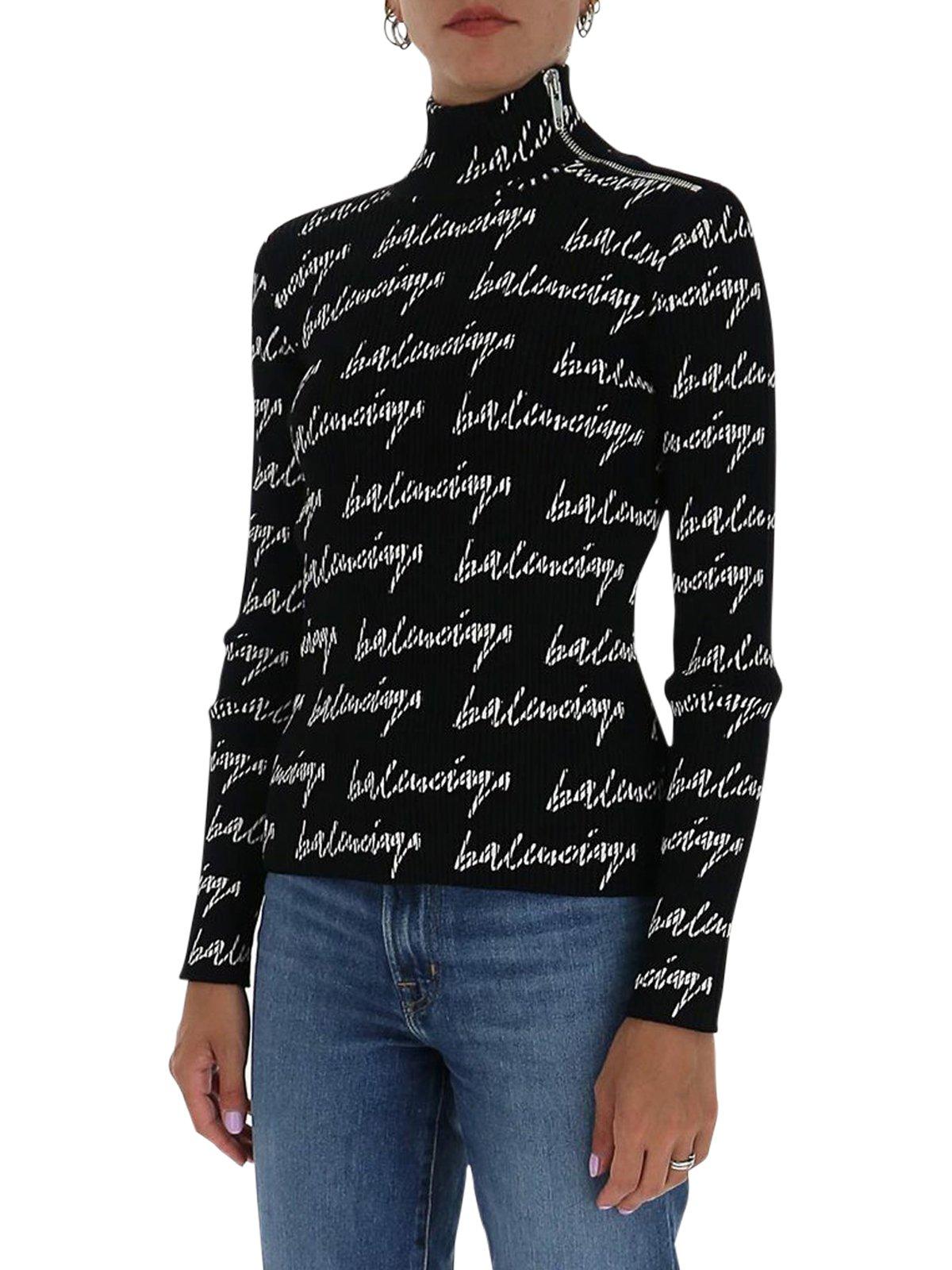 balenciaga logo turtleneck sweater