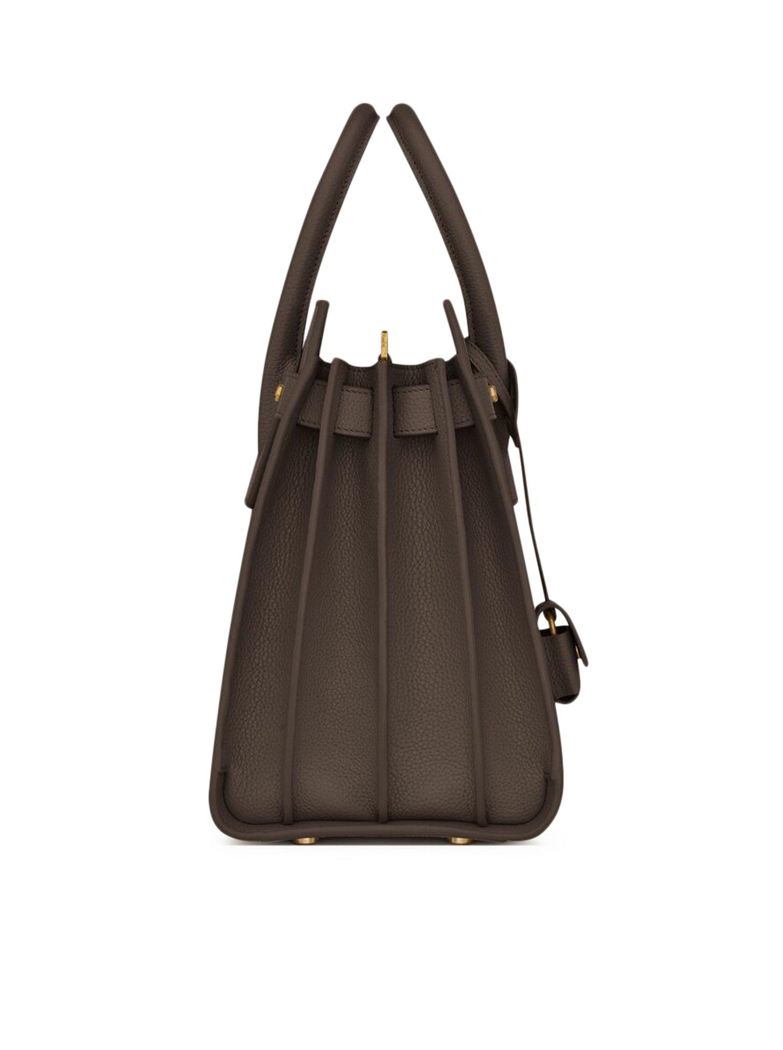 Brown Sac De Jour Nano In Grained Leather Saint Laurent Sac De
