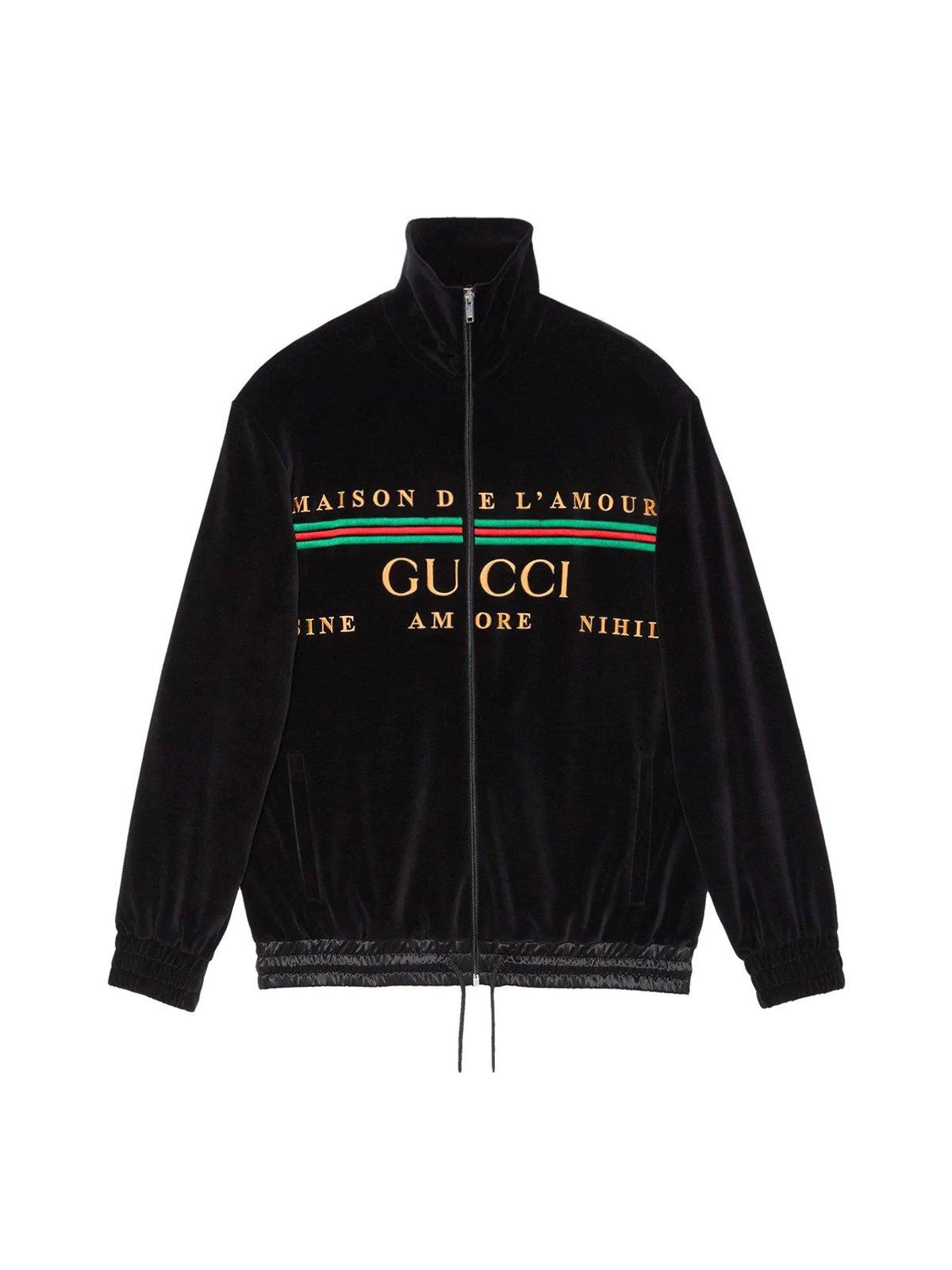 Gucci Logo Embroidered Jacket in Black for Men | Lyst