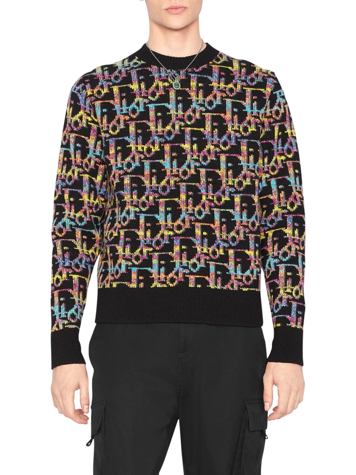 MAGLIONE DIOR OBLIQUE in Jacquard di lana neroDior in Lana da Uomo colore  Nero | Lyst
