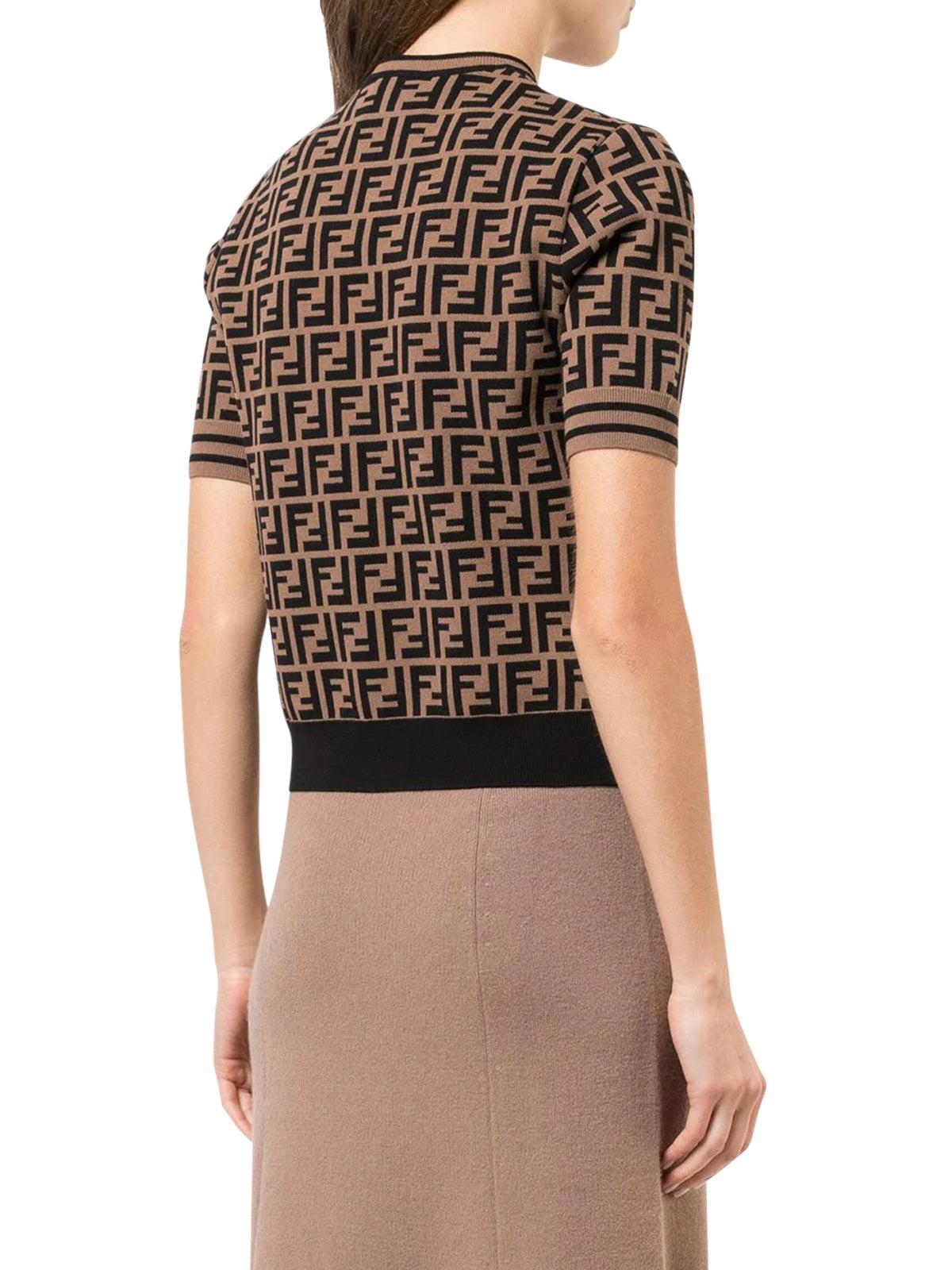 Fendi Women s Multicolor Short Sleeve Ff Fabric Jumper in Brown Lyst