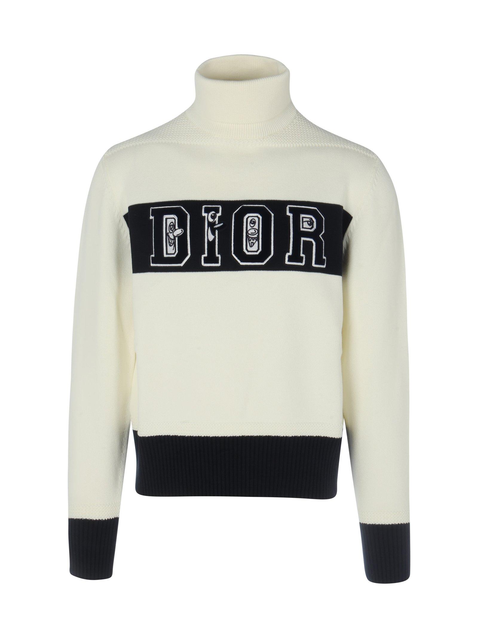 Maglione Maglia tricot di lana e cachemire beige mélange e avorio | DIOR