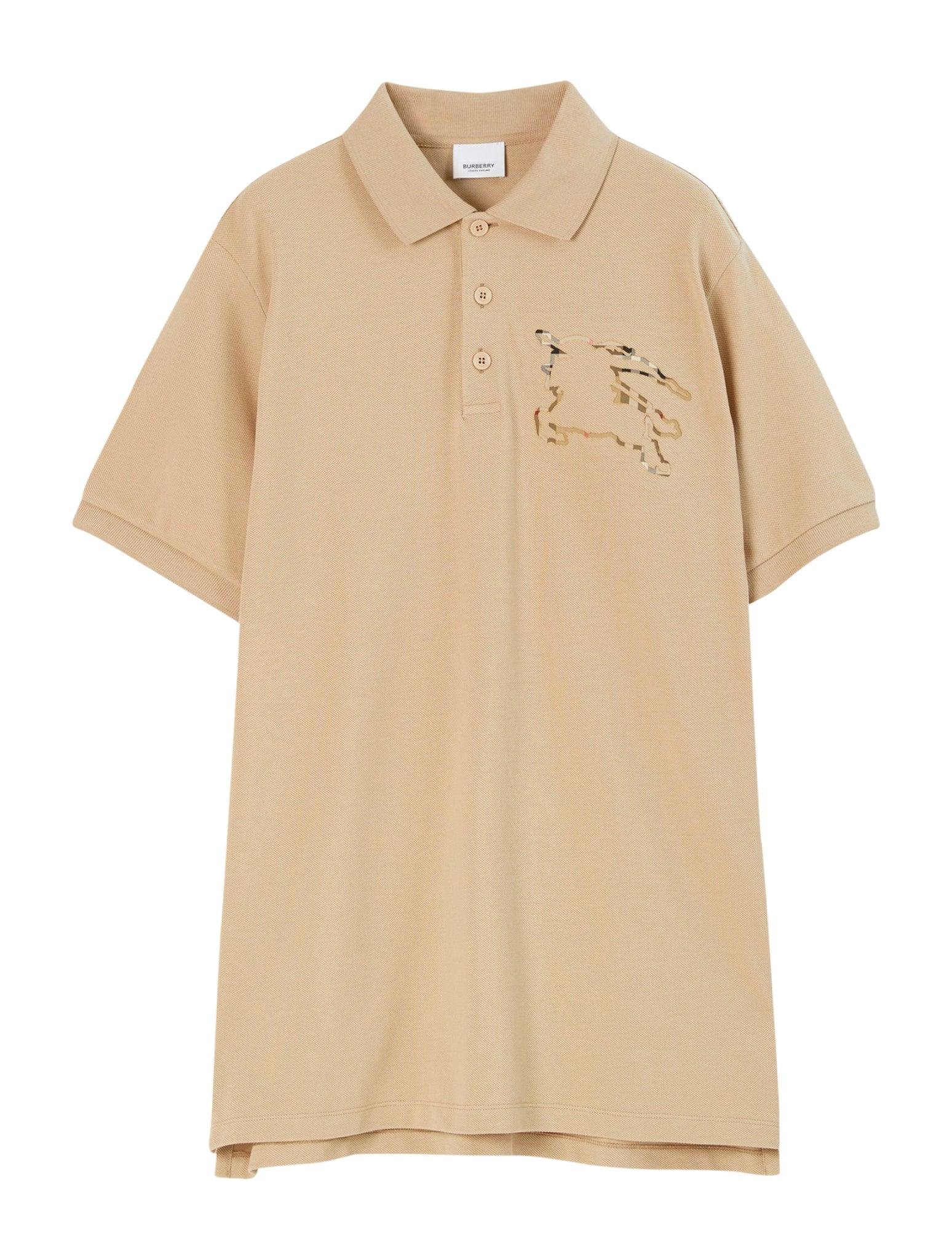Burberry Check Ekd Cotton Piqué Polo Shirt in Natural for Men | Lyst